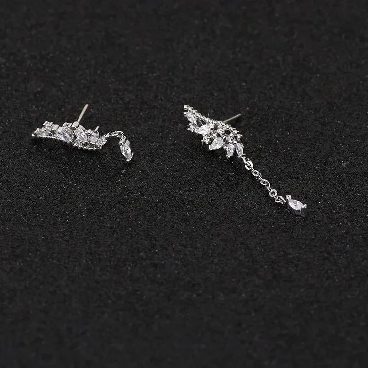 Asymmetric Crystal Wings Earrings