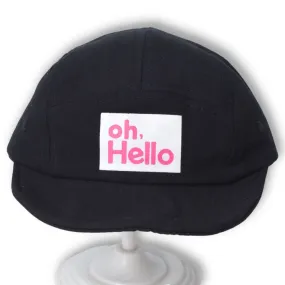 Black Oh Hello Printed Cap