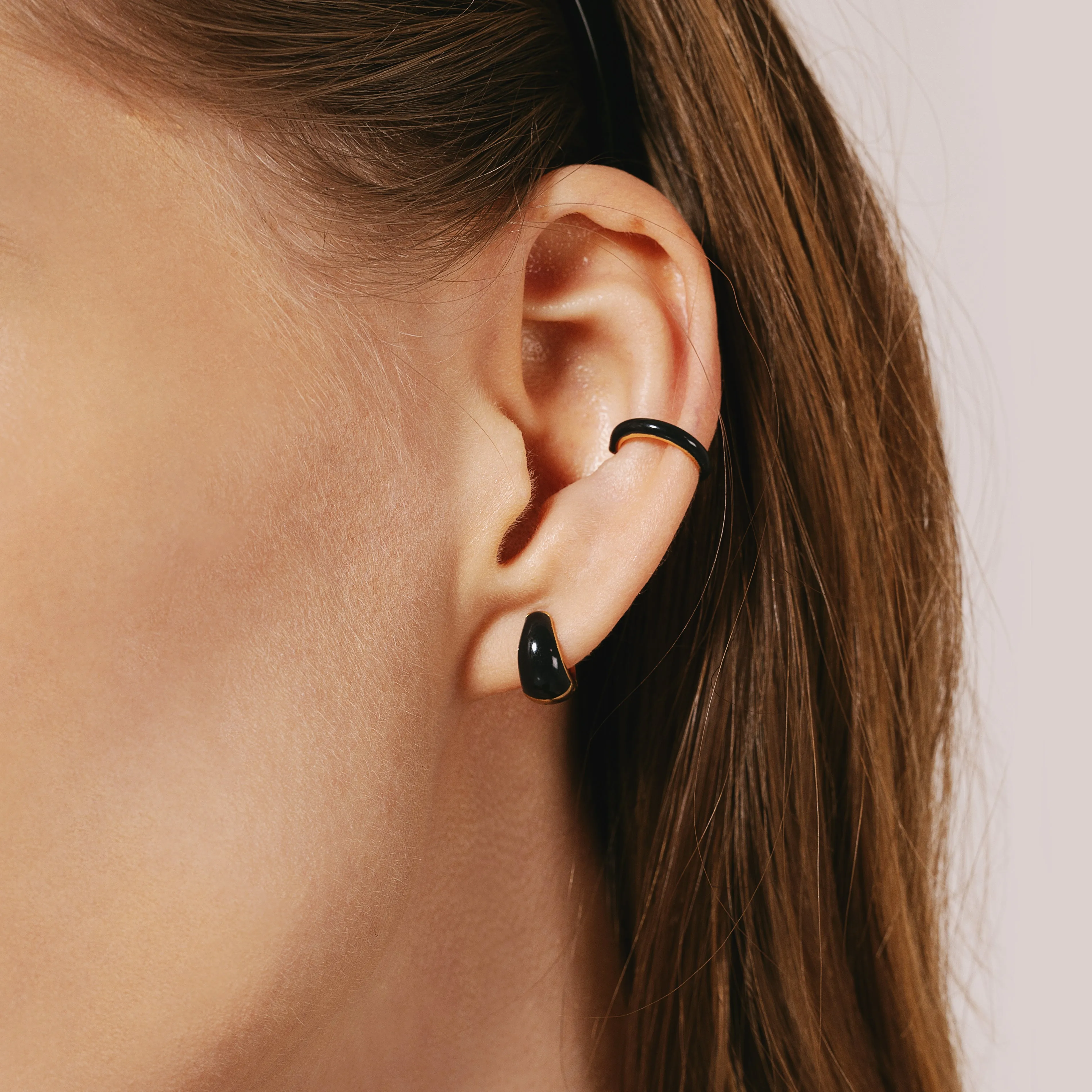 Bold Black Enamel Ear Cuff