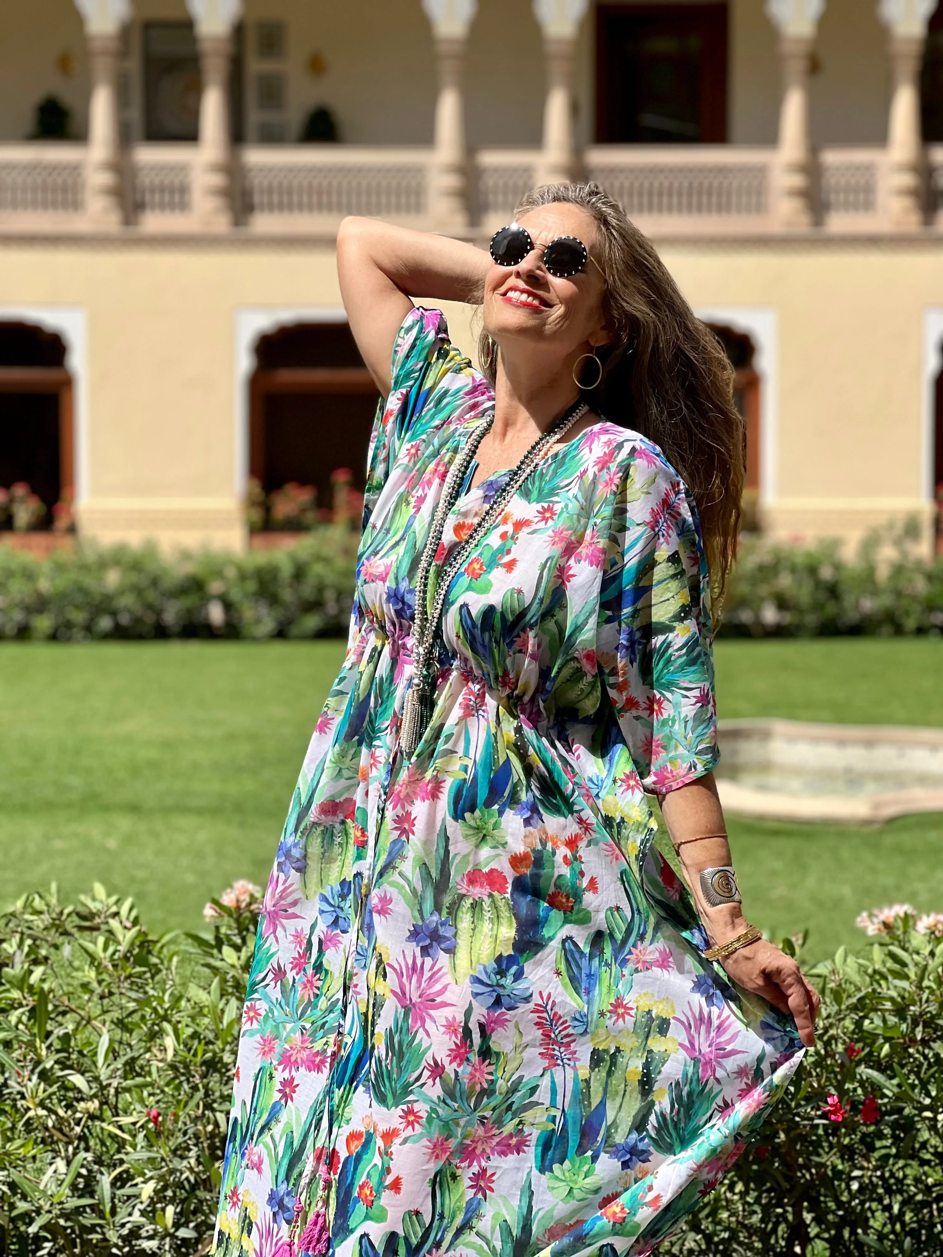 Calabrian Cactus Italian Cotton Maxi Kaftan