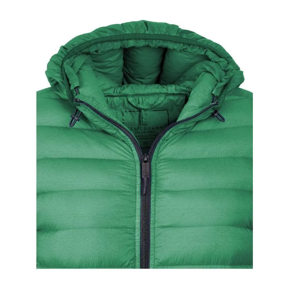 Centogrammi Chic Hooded Down Nylon Jacket in Lush Green