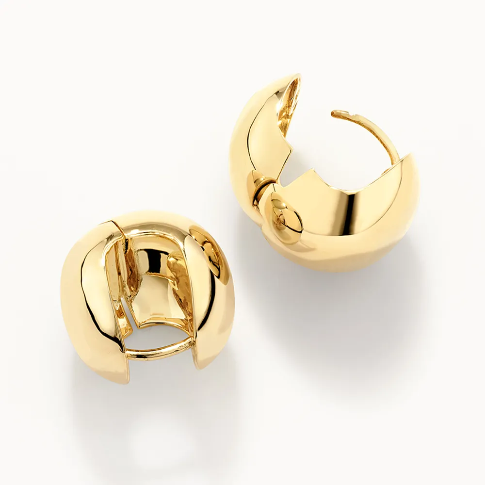 Chunky Ball Huggie Earrings in Gold