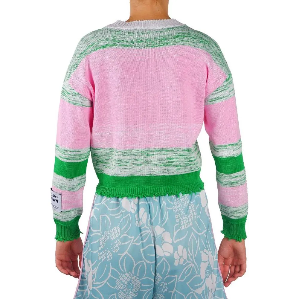 Comme Des Fuckdown Pink Viscose Blend Crewneck Statement Sweater