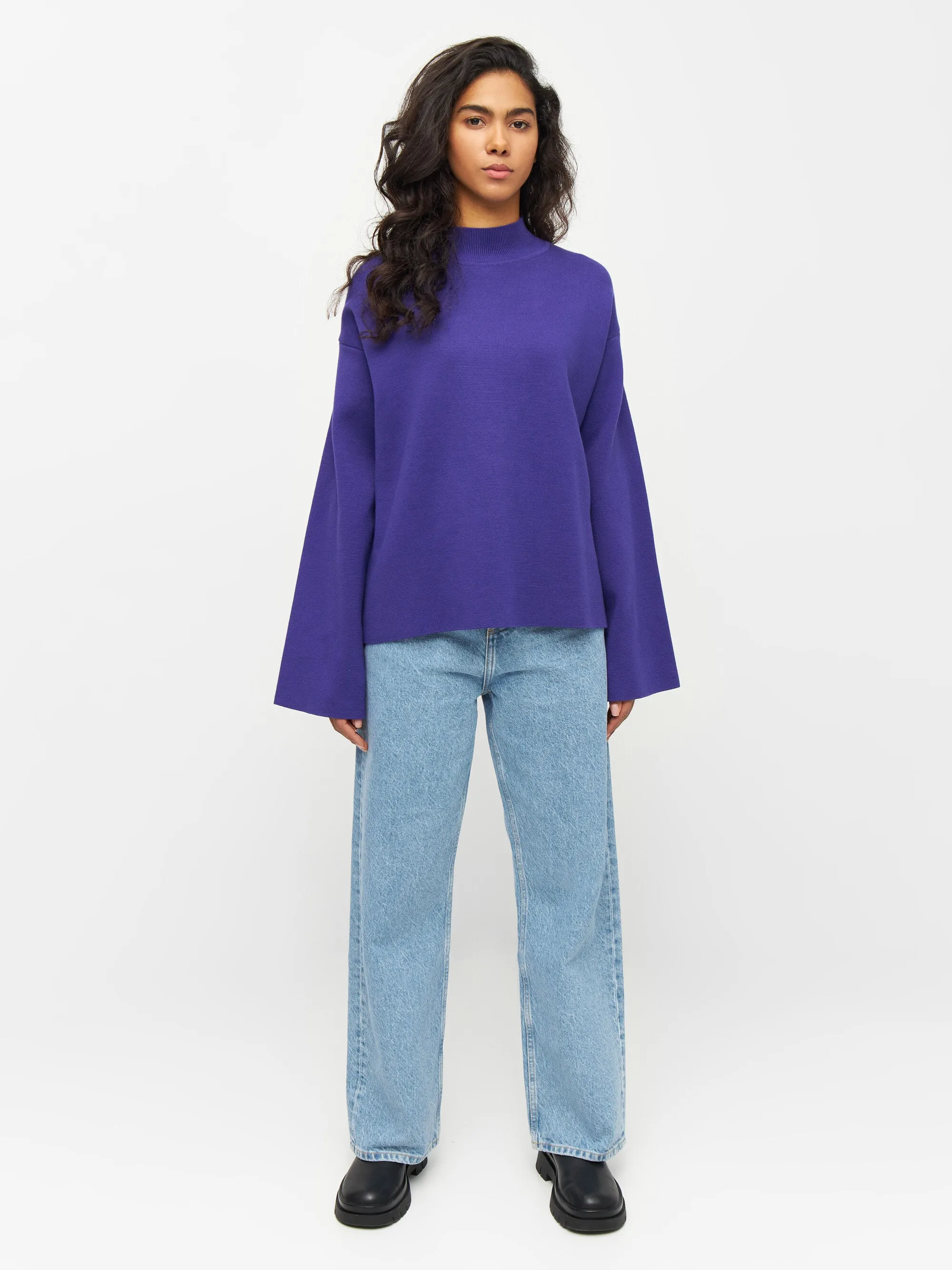 Cotton high neck knit - Deep Purple