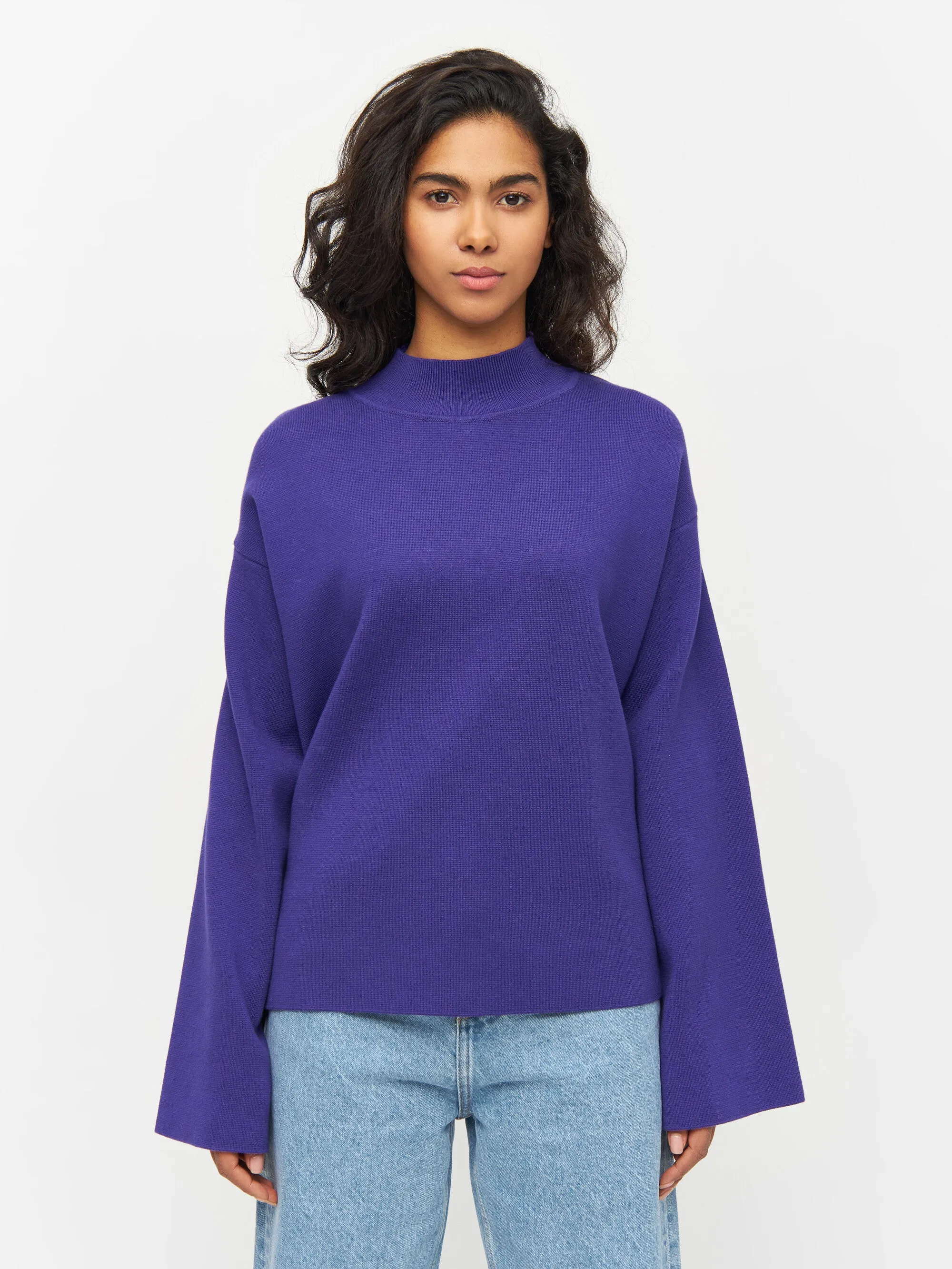 Cotton high neck knit - Deep Purple