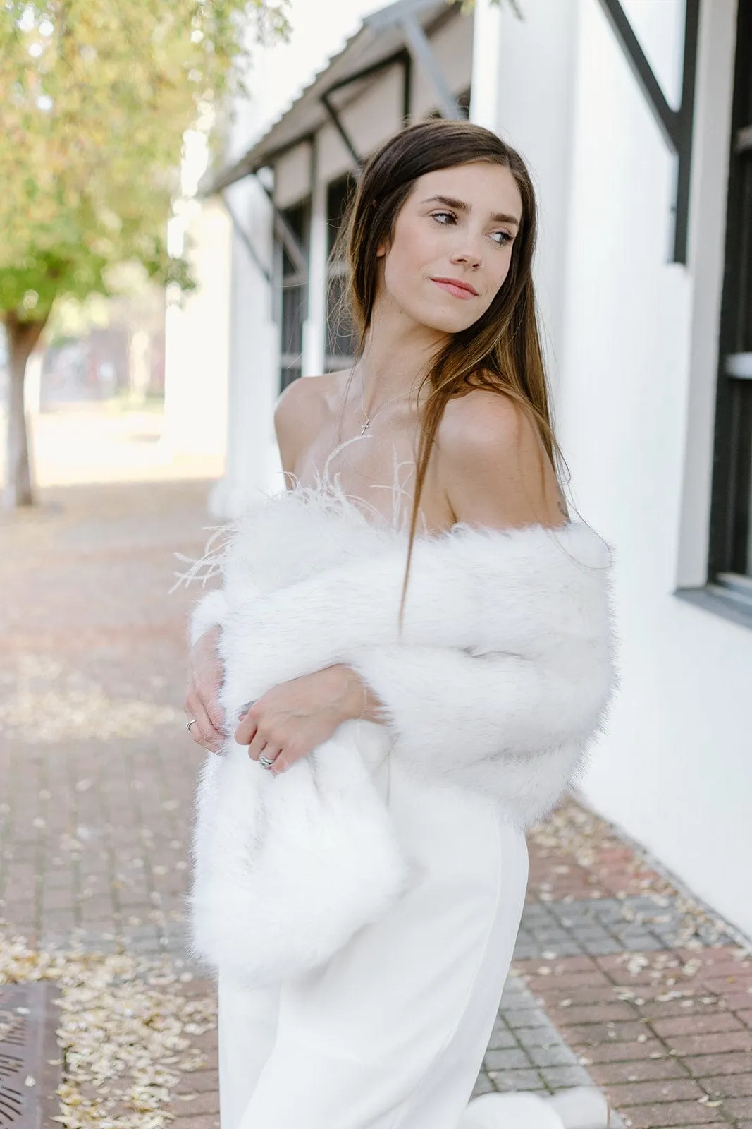 Cream Faux Fur Shawl