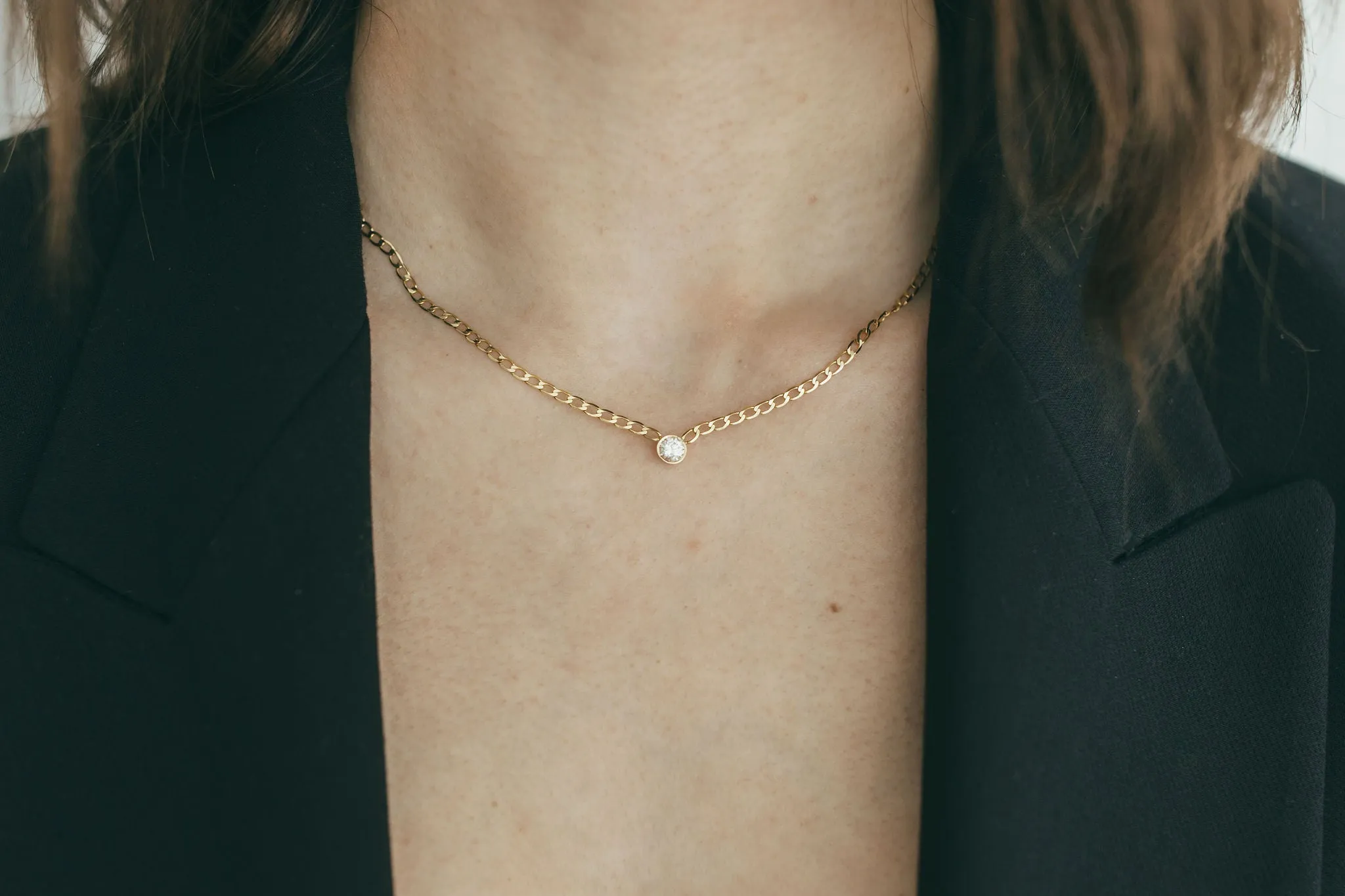 Curb Chain and Diamond Necklace