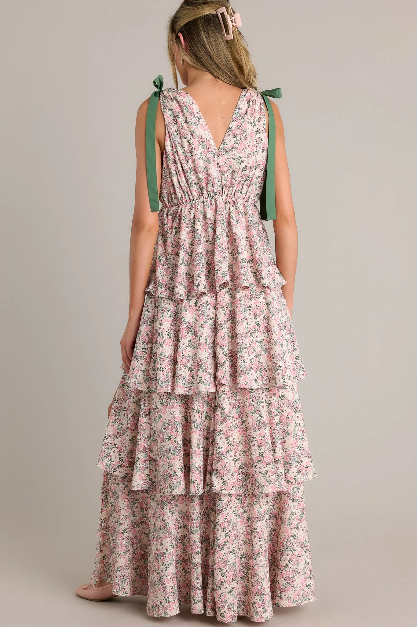 Endless Inspiration Pink Multi Floral Tiered Maxi Dress