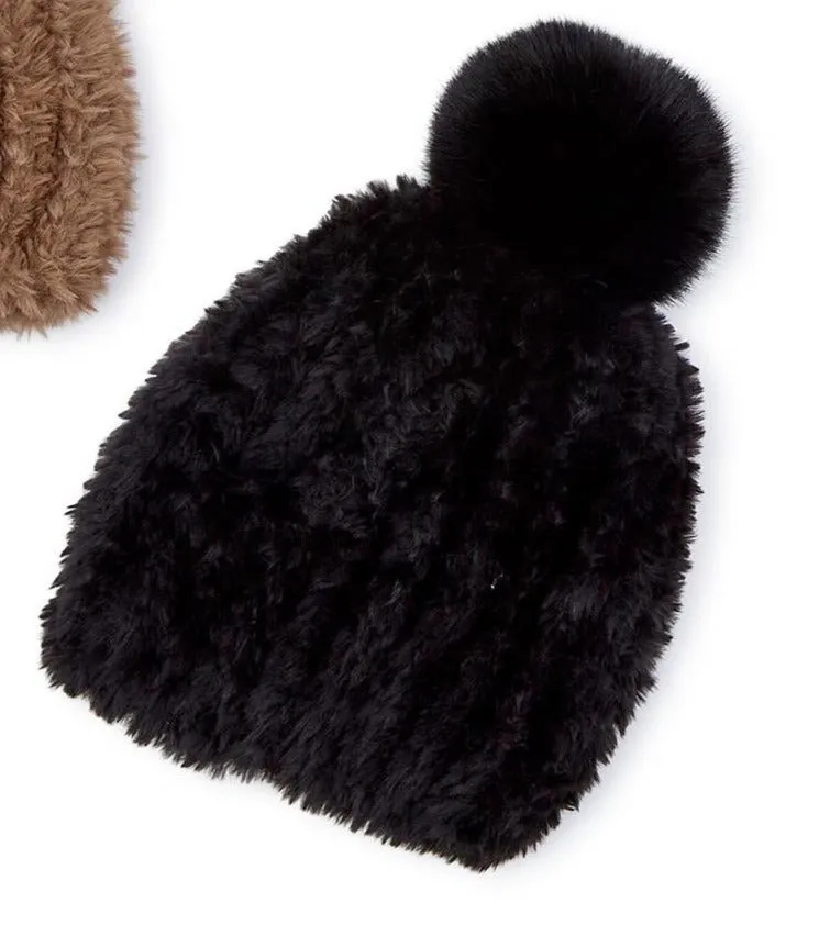 Faux Fur Pom-Pom Hat