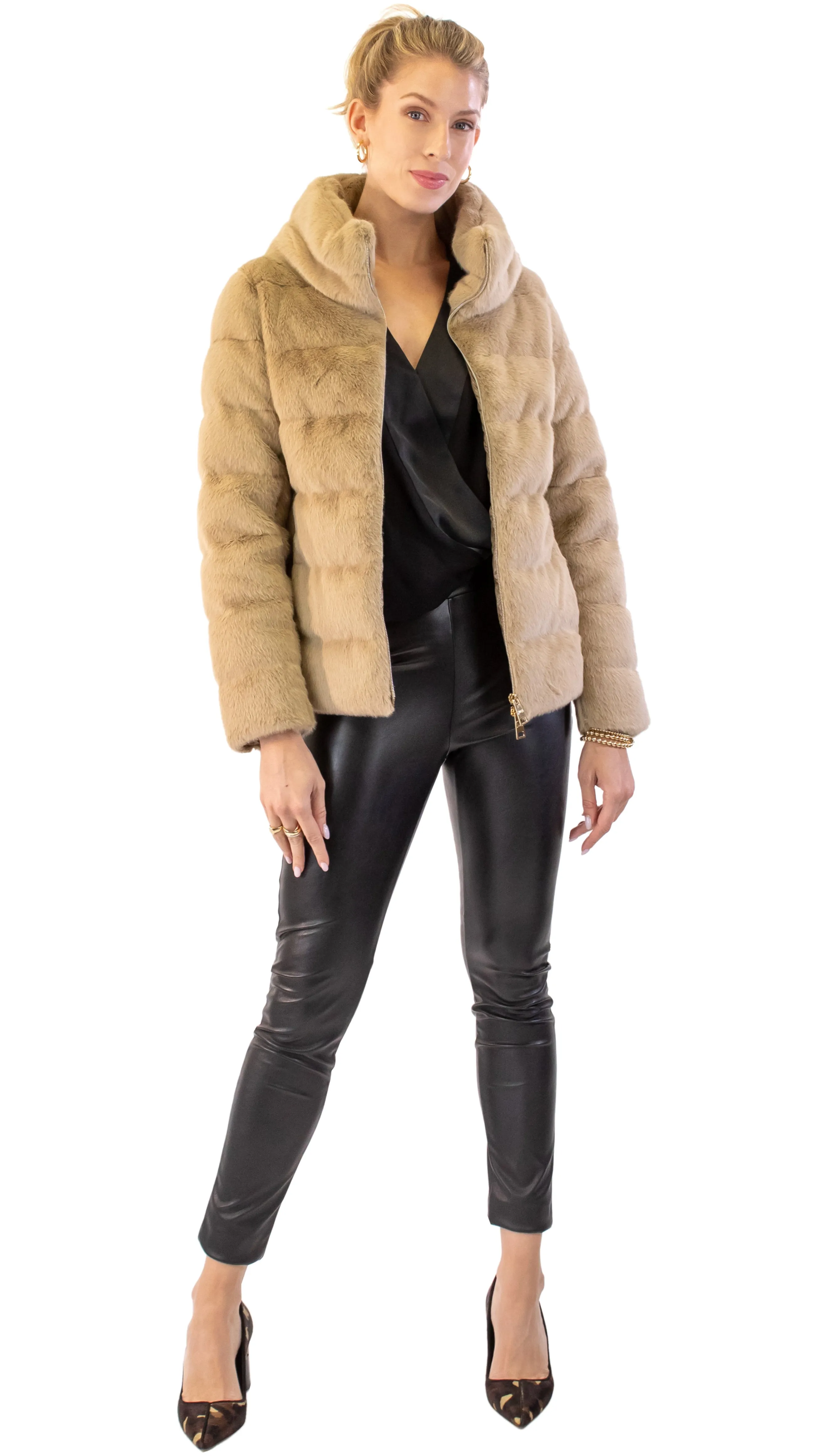 Faux Fur Puffer - Camel