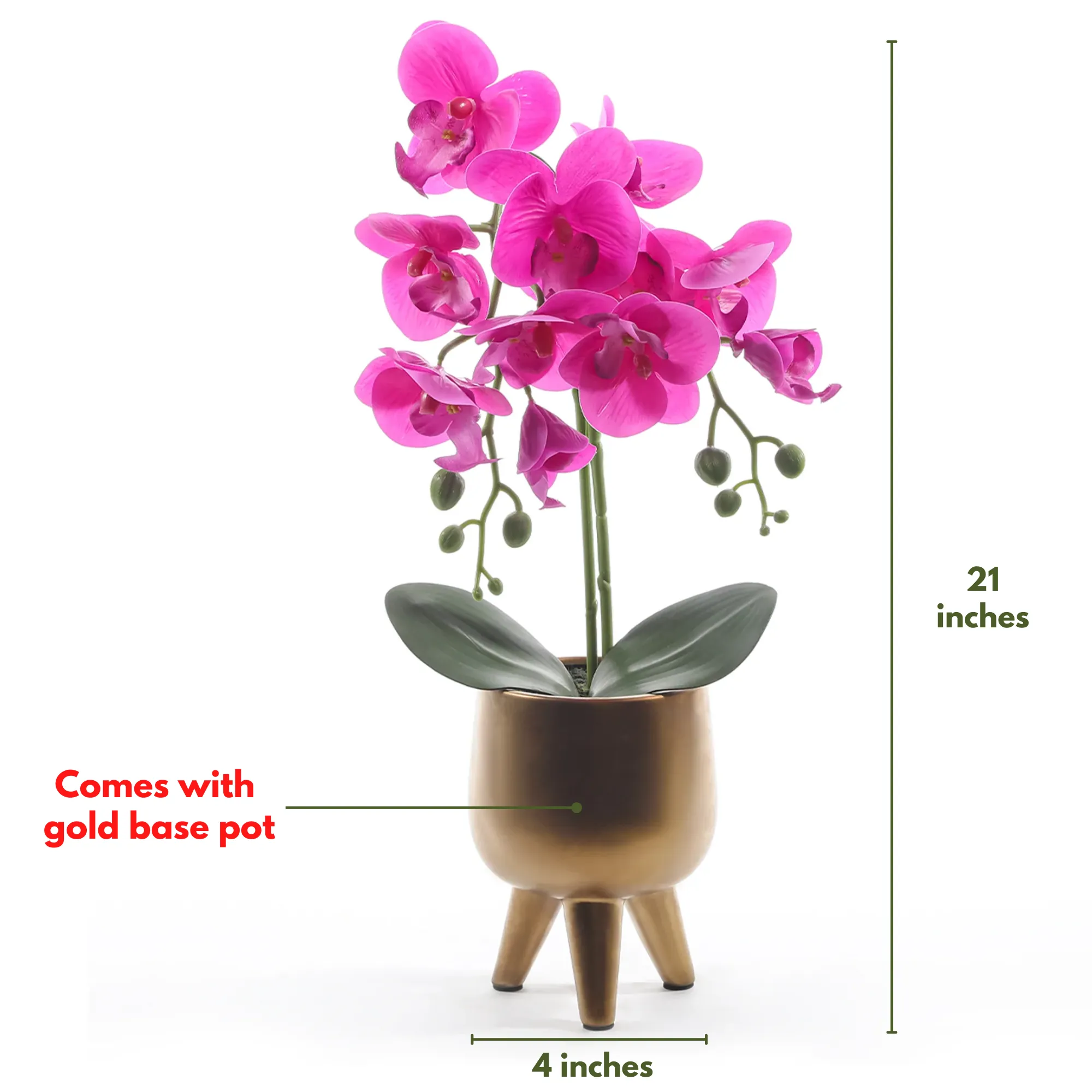 Faux Purple Orchid Flower in Gold Pot