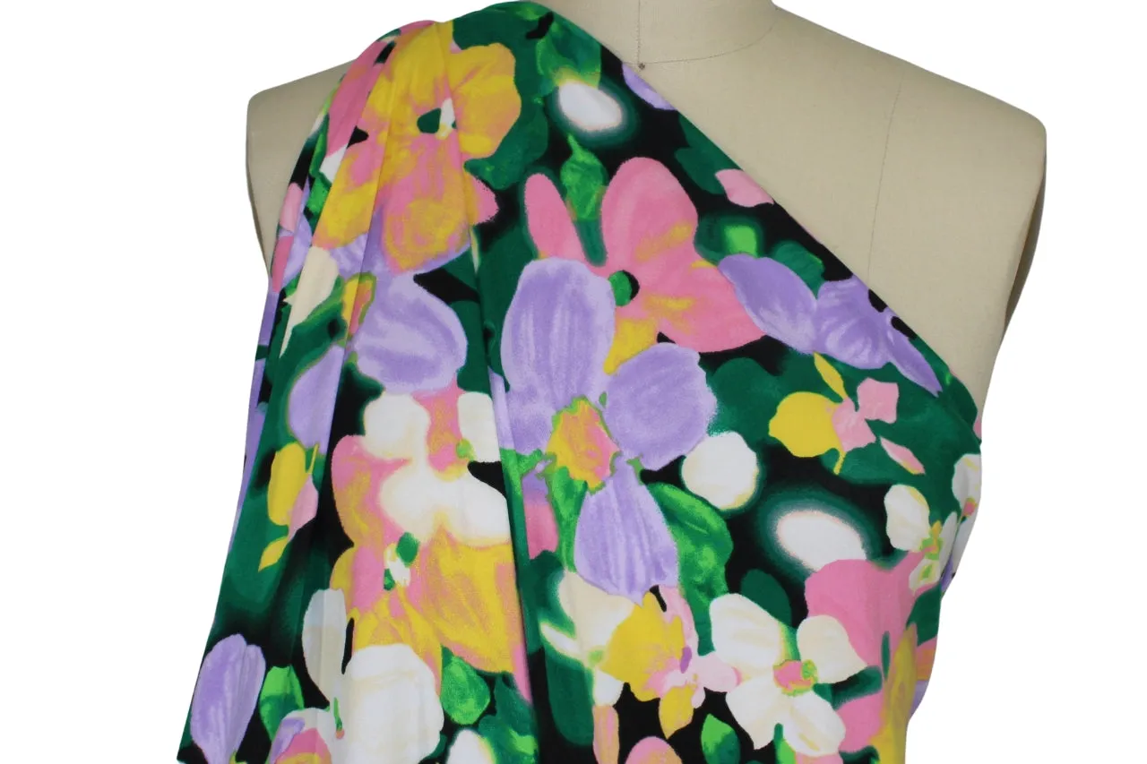 Flower Shower Extra Wide Jersey - Multi on Black