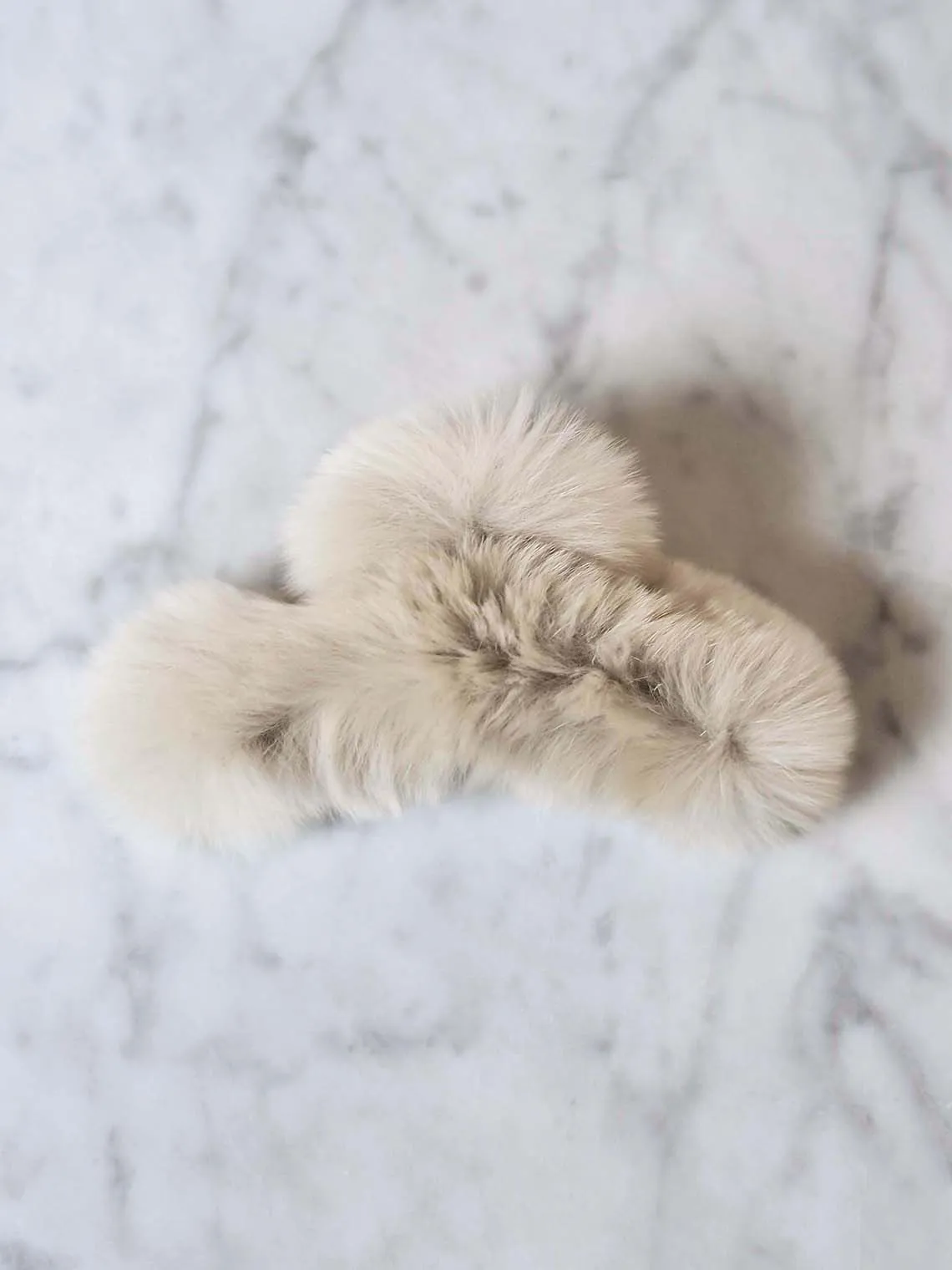 Fluffy Beige Hair Clip