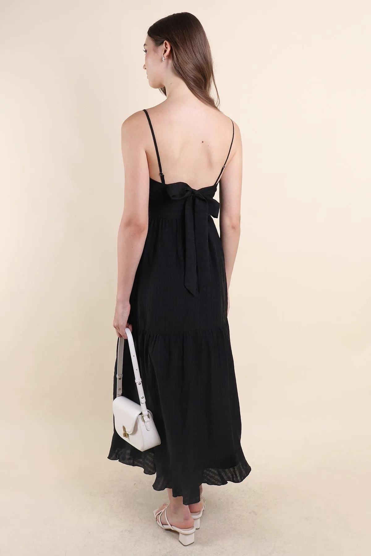 GEN RUFFLES MAXI DRESS IN BLACK