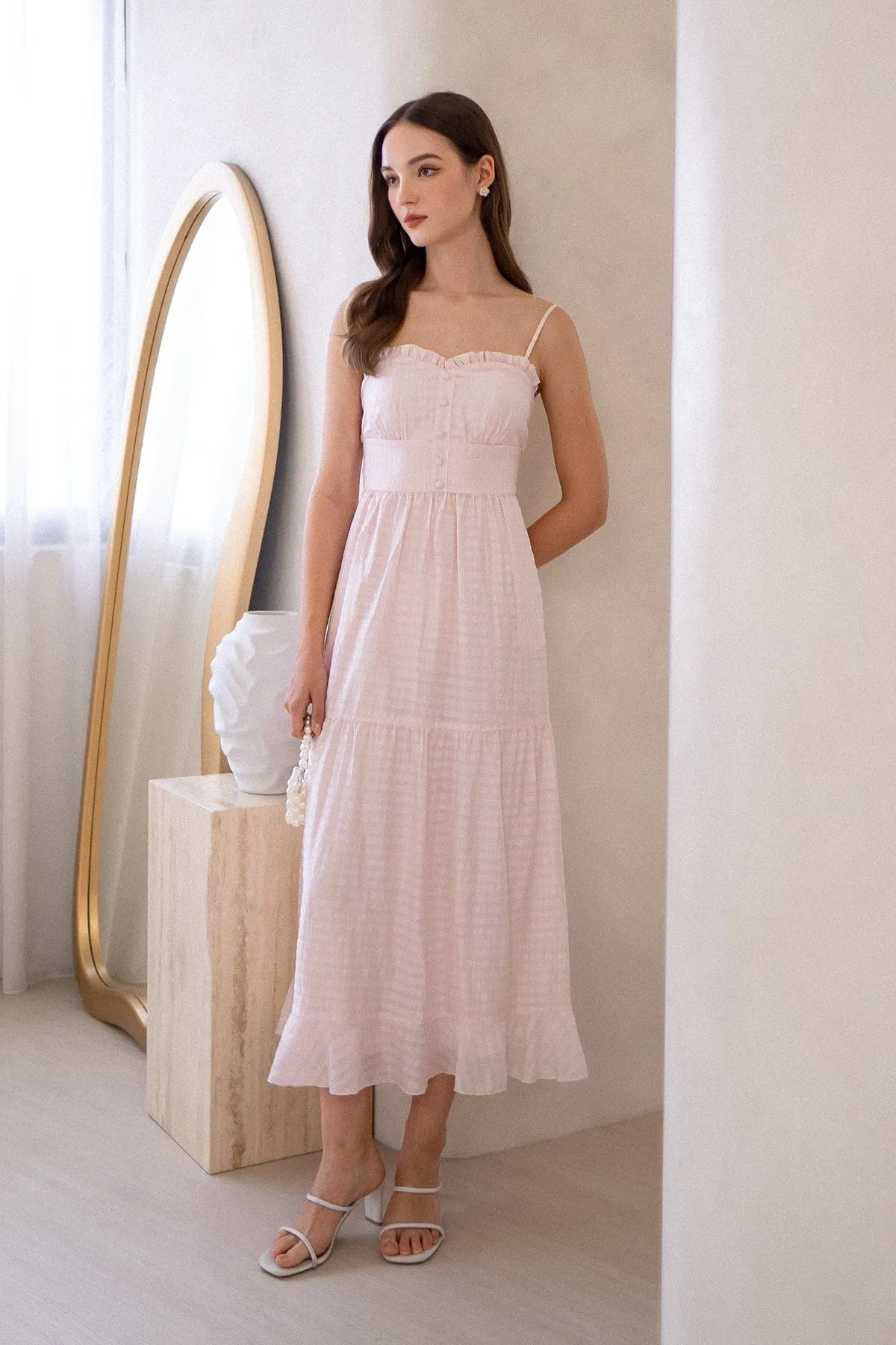 GEN RUFFLES MAXI DRESS IN PINK