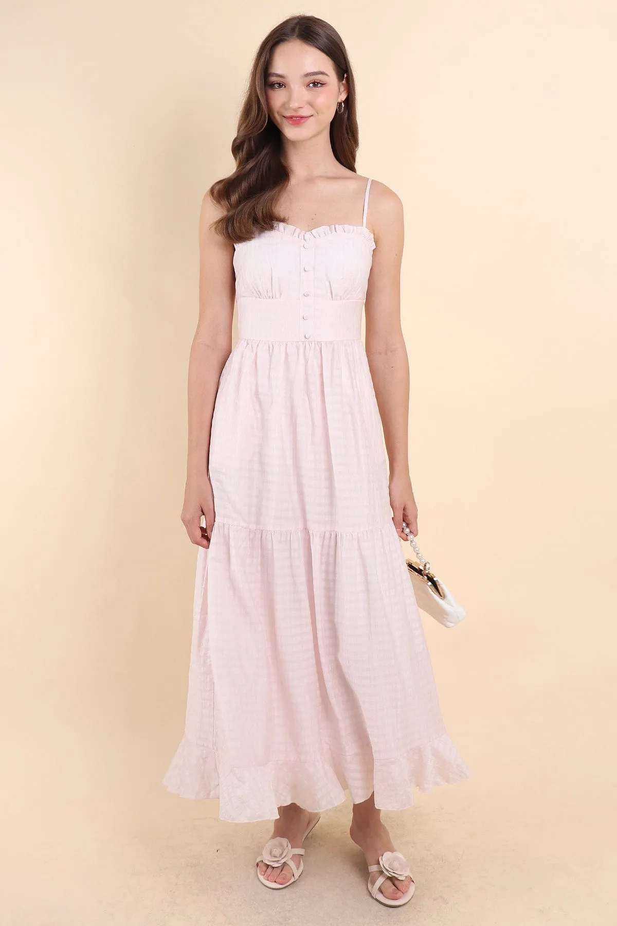 GEN RUFFLES MAXI DRESS IN PINK