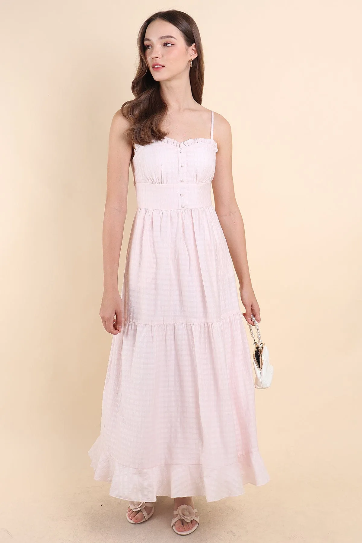 GEN RUFFLES MAXI DRESS IN PINK