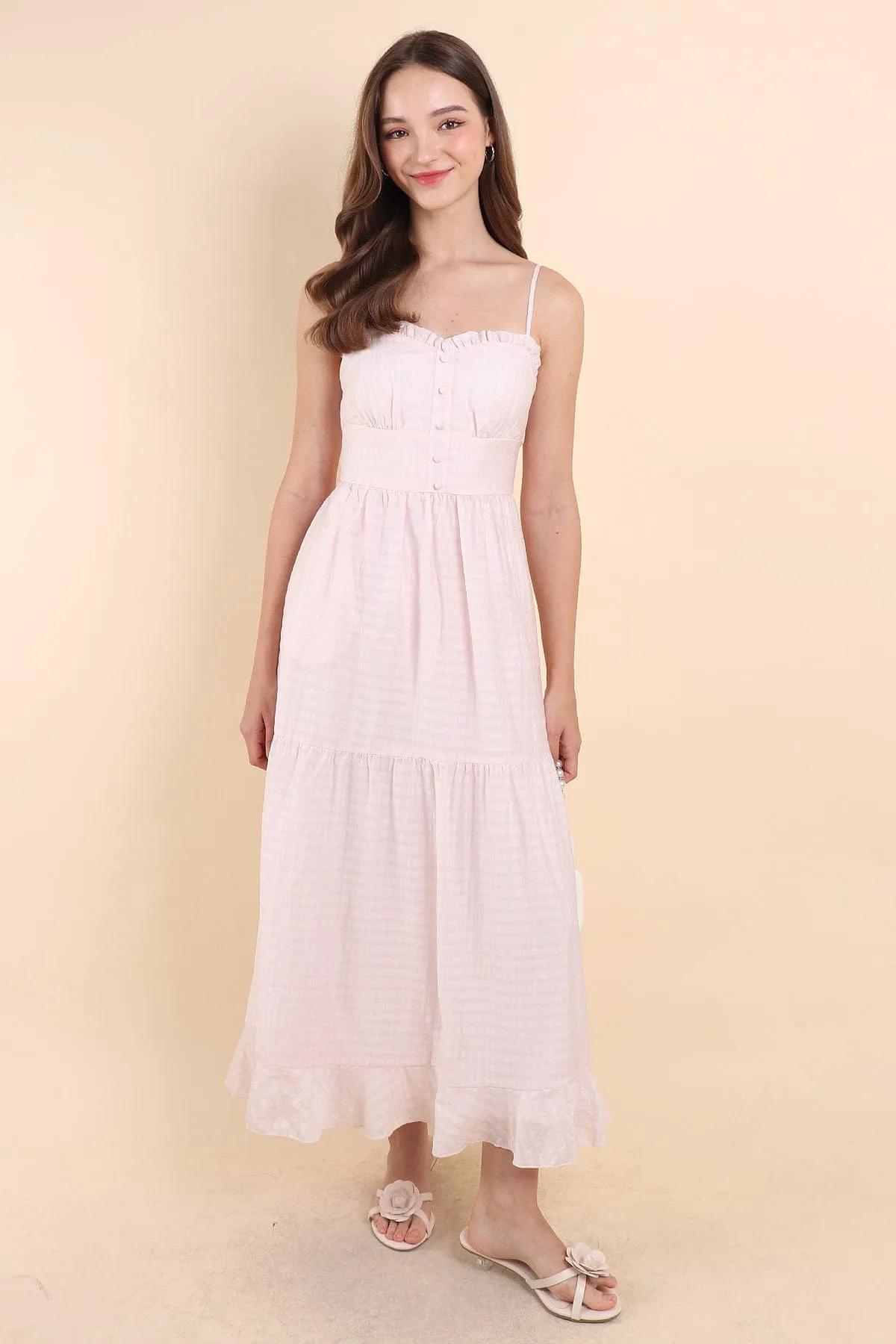 GEN RUFFLES MAXI DRESS IN PINK