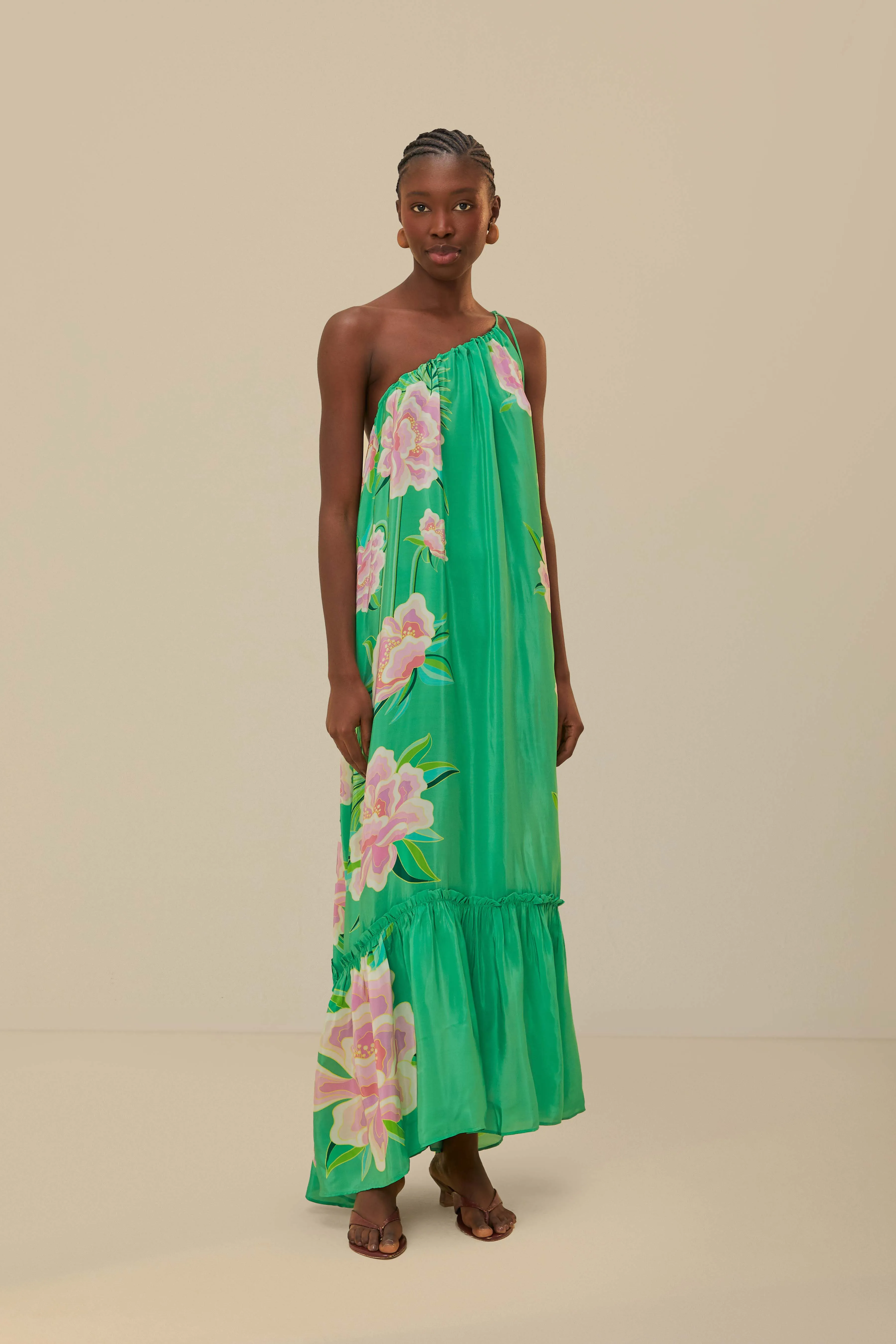 Green Floral Vibing Maxi Dress