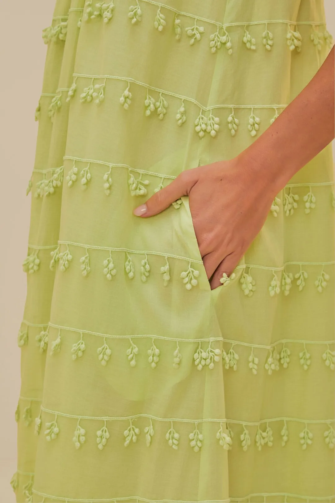 Green Trimmed Maxi Dress