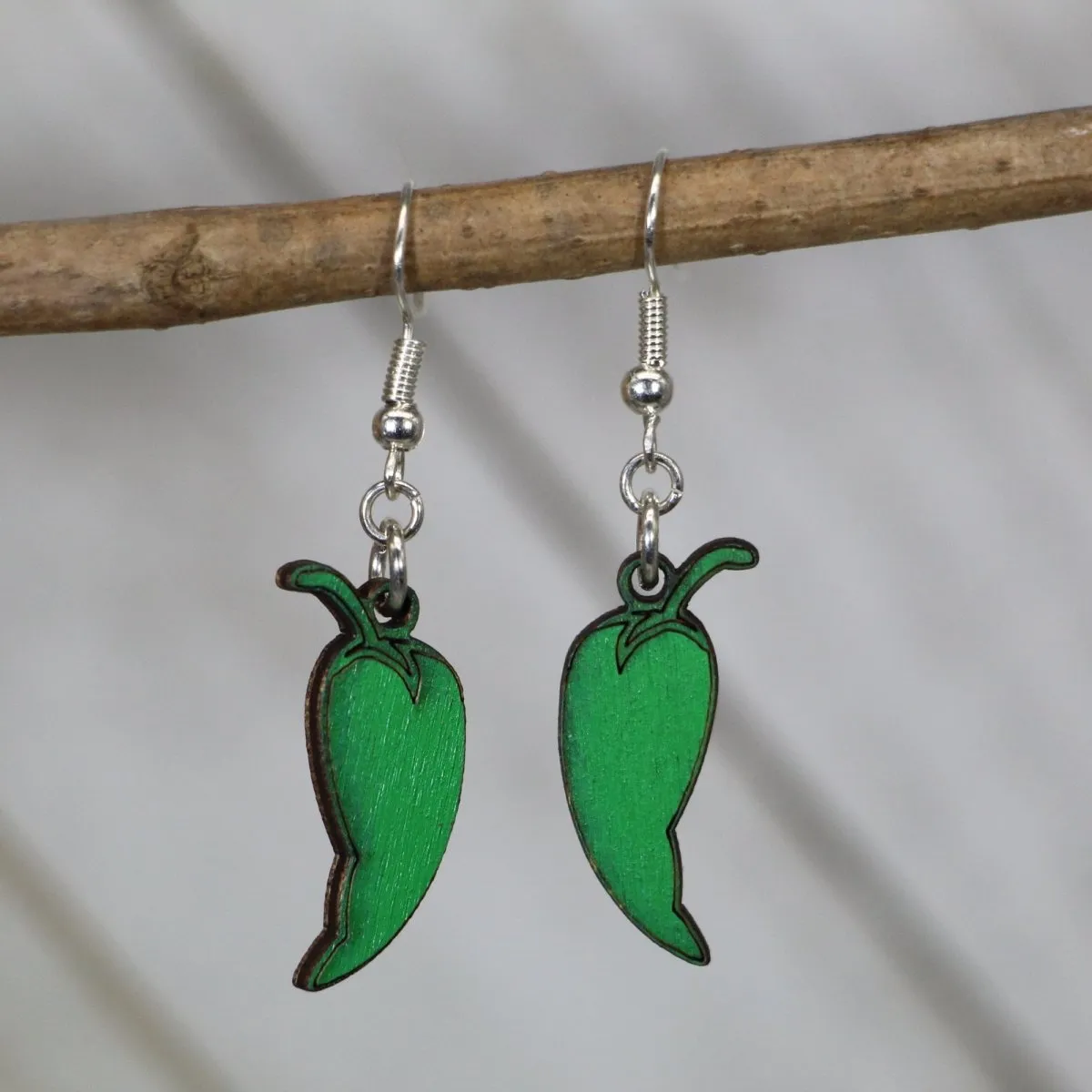 Hatch Green Chili Pepper Wooden Earrings by Cate's Concepts, LLC