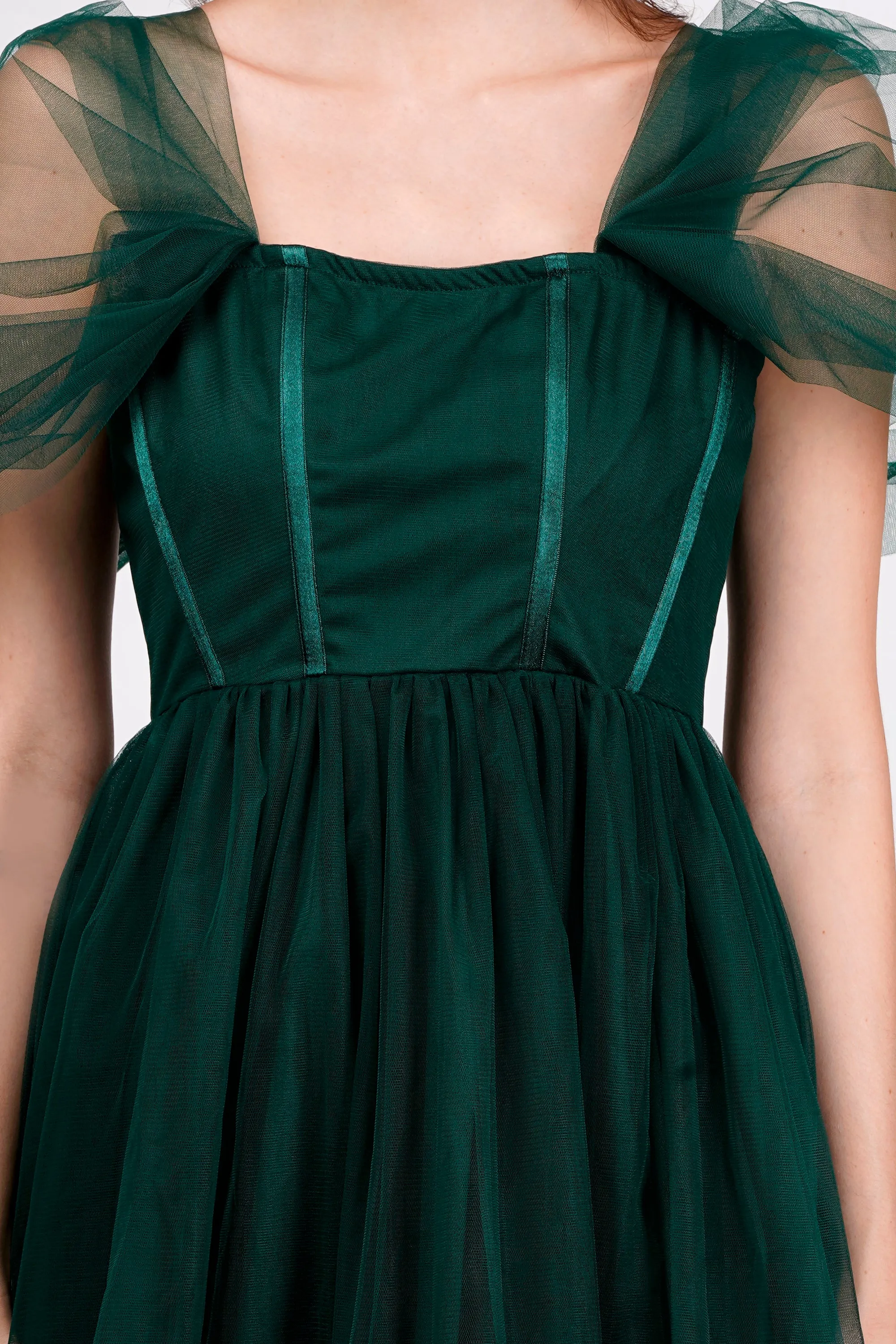 Jayne Emerald Green Tulle Midi Dress