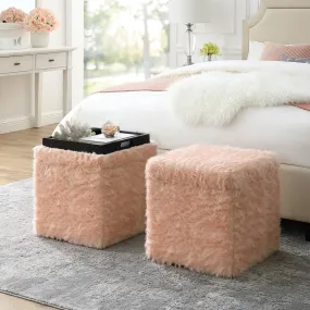 Lilly Faux Fur Cube Storage Ottoman