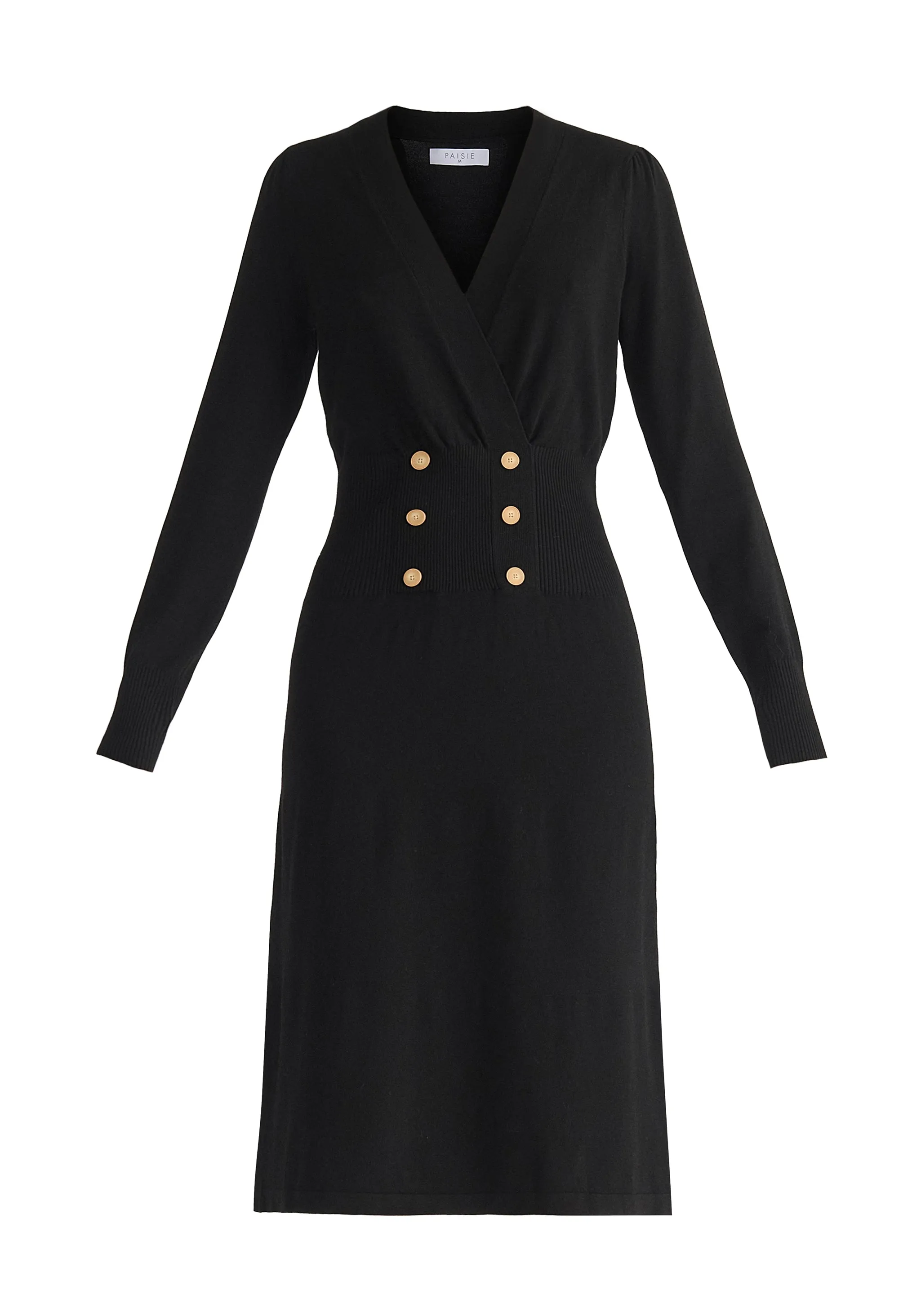 Long Sleeve Knitted Button Wrap Dress