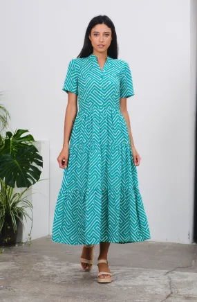 Maxi Dress in Zeds Green Print