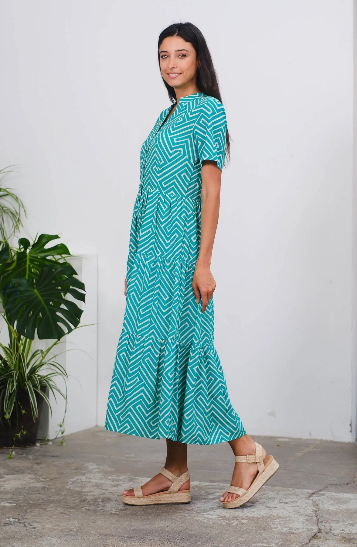 Maxi Dress in Zeds Green Print