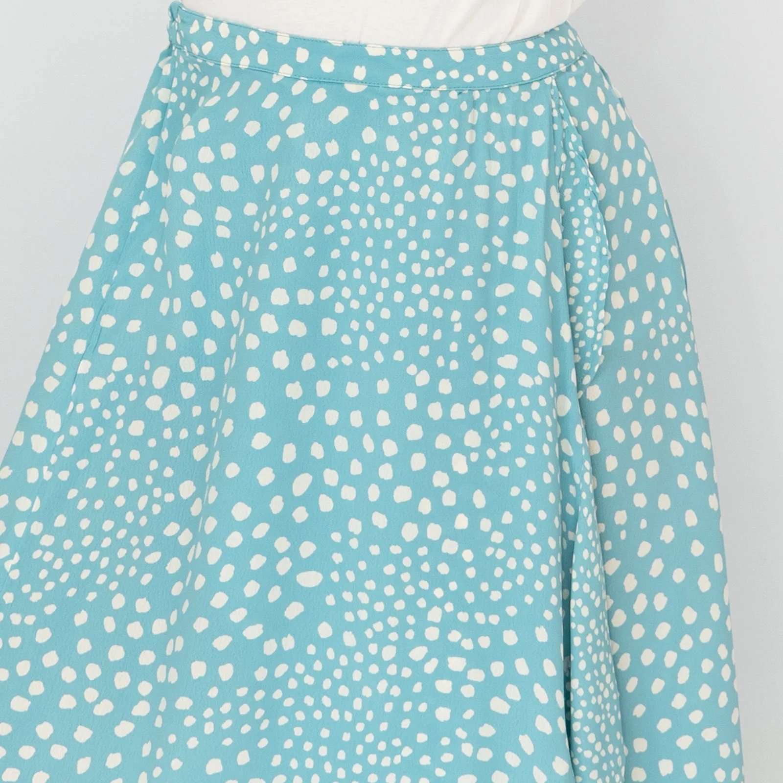 Monsoon Light Blue Wrap Style Lightweight A-Line Frill Midi Skirt