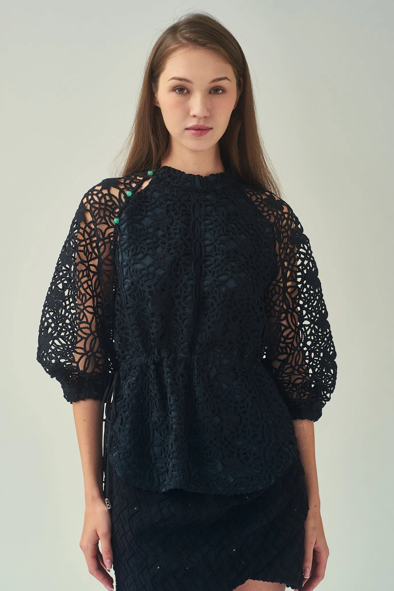 NAOMI Floral Lace Top (Black)