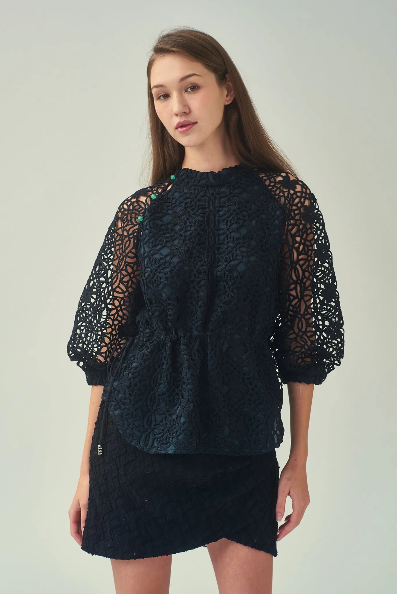 NAOMI Floral Lace Top (Black)