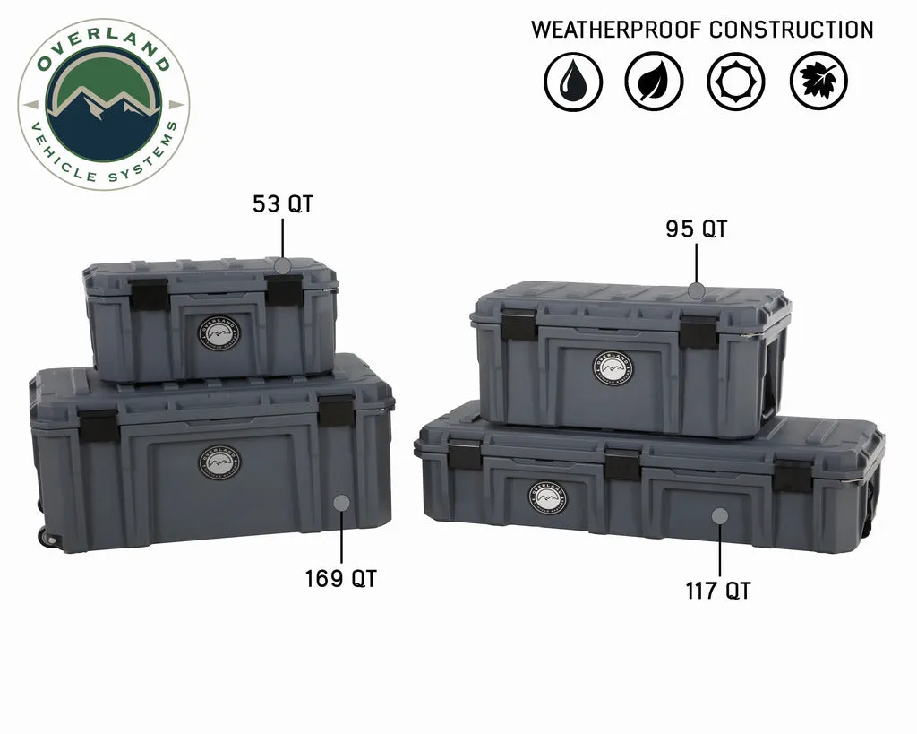 Overland Vehicle Systems D.B.S. - Dark Grey 169 QT Dry Box with Wheels, Drain, and Bottle Opener