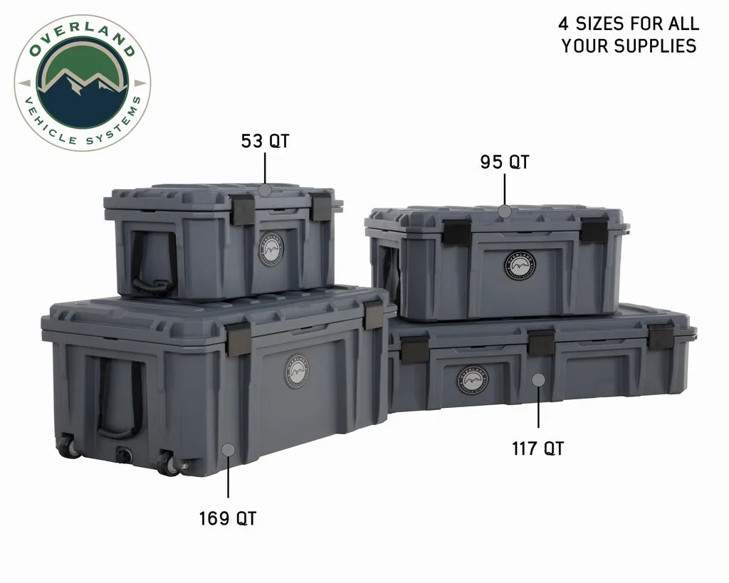 Overland Vehicle Systems D.B.S. - Dark Grey 169 QT Dry Box with Wheels, Drain, and Bottle Opener