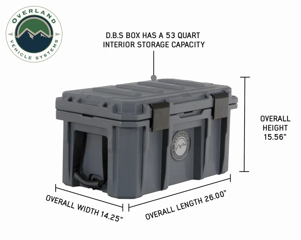 Overland Vehicle Systems D.B.S. - Dark Grey 53 QT Dry Box, Drain, and Bottle Opener