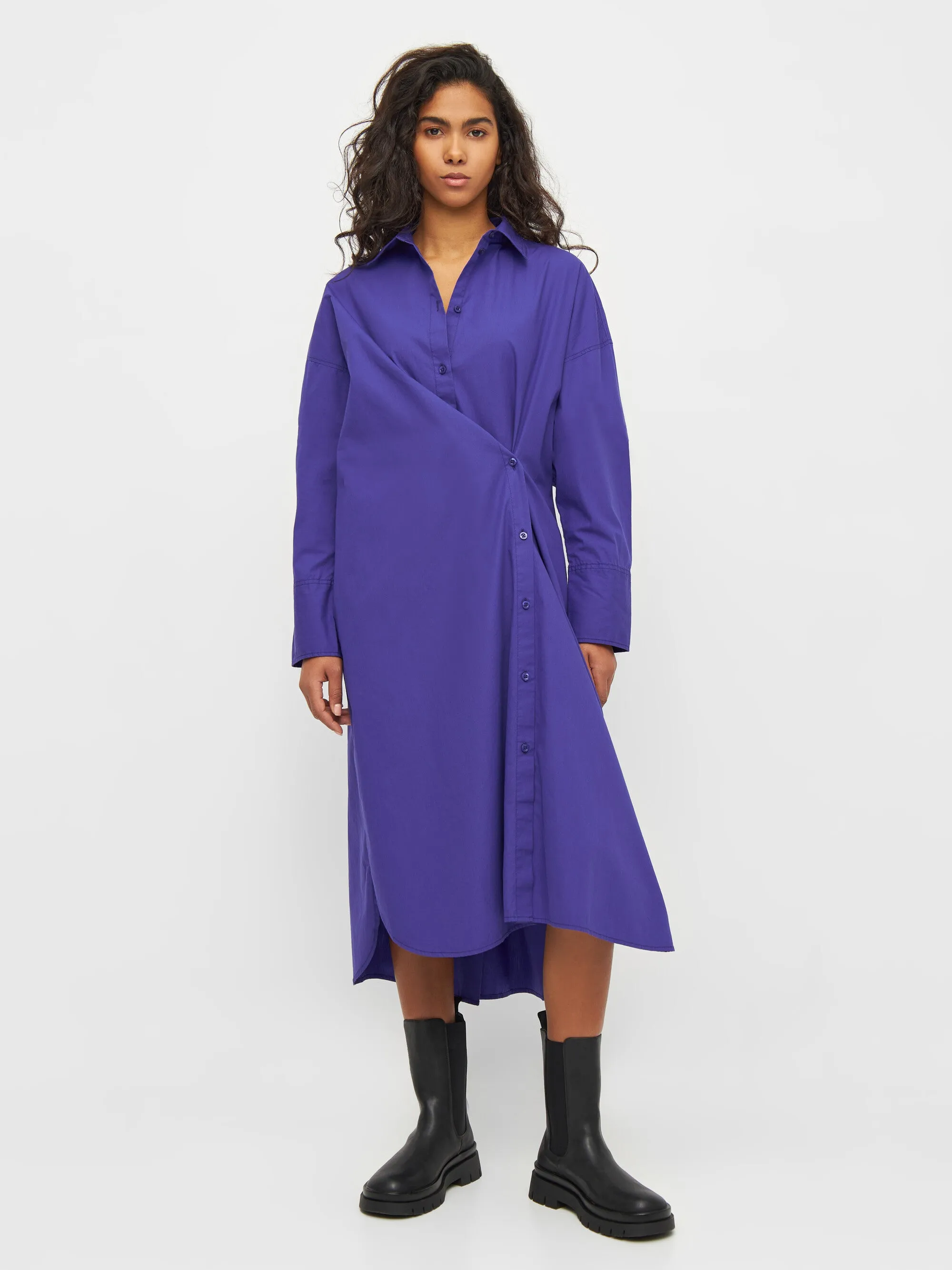 Poplin wrap shirt dress - Deep Purple