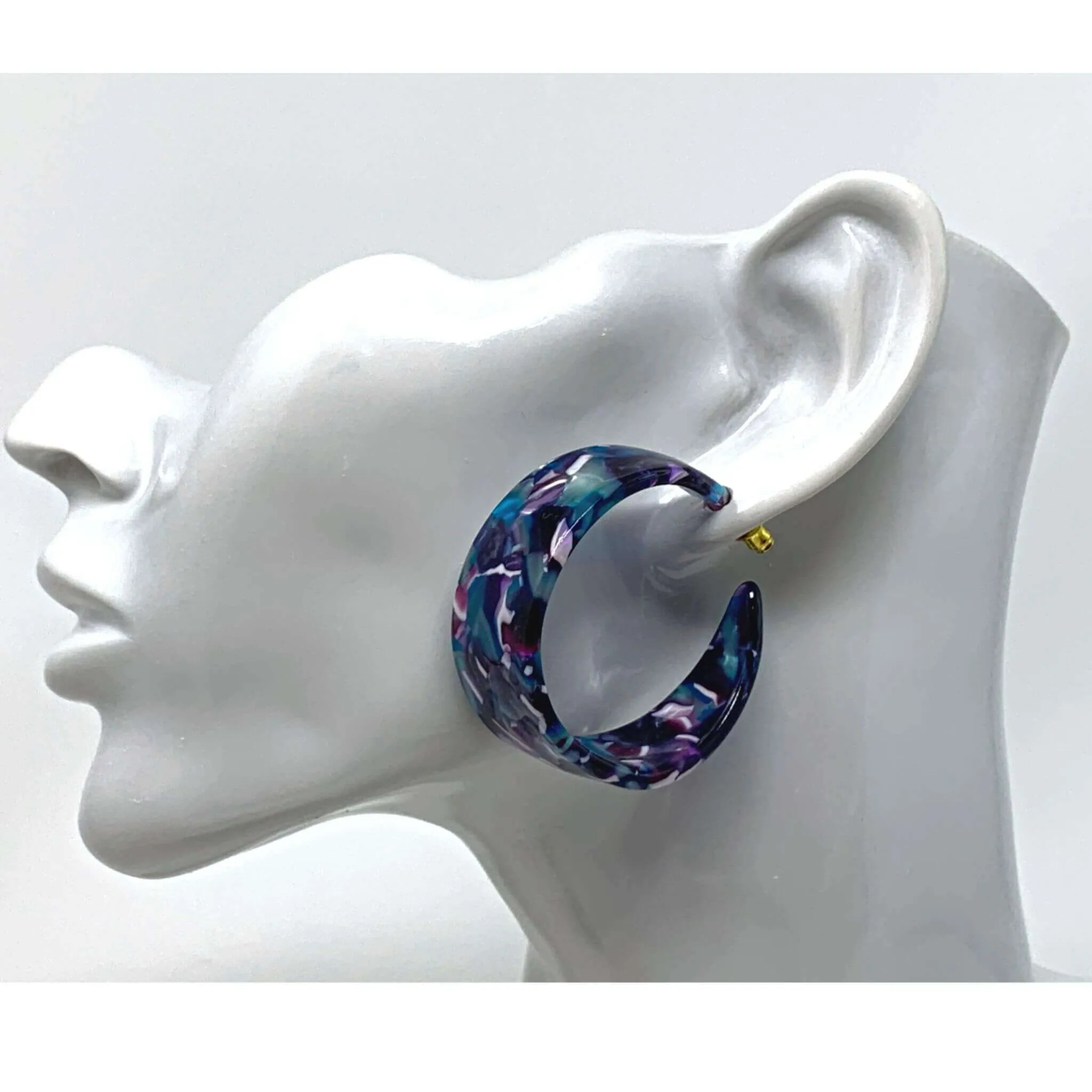 Purple & Blue Chunky Hoop Earrings