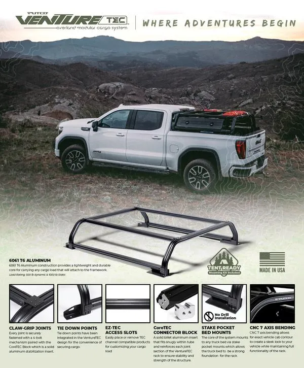 Putco Venture TEC Rack 2015-2022 Ford F-150 6.5' (Standard Box)