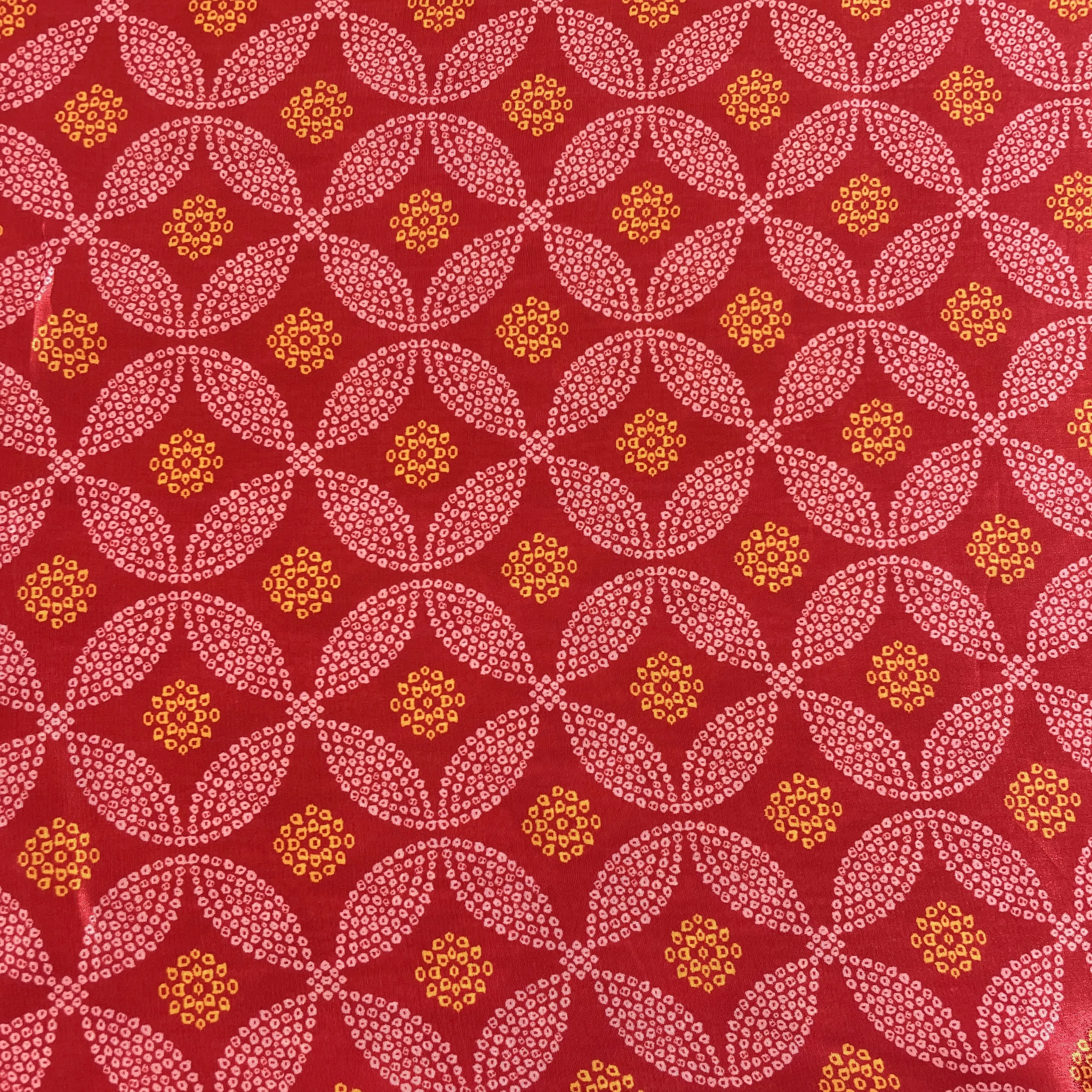 Red Bandhani Print Crepe Fabric 18160