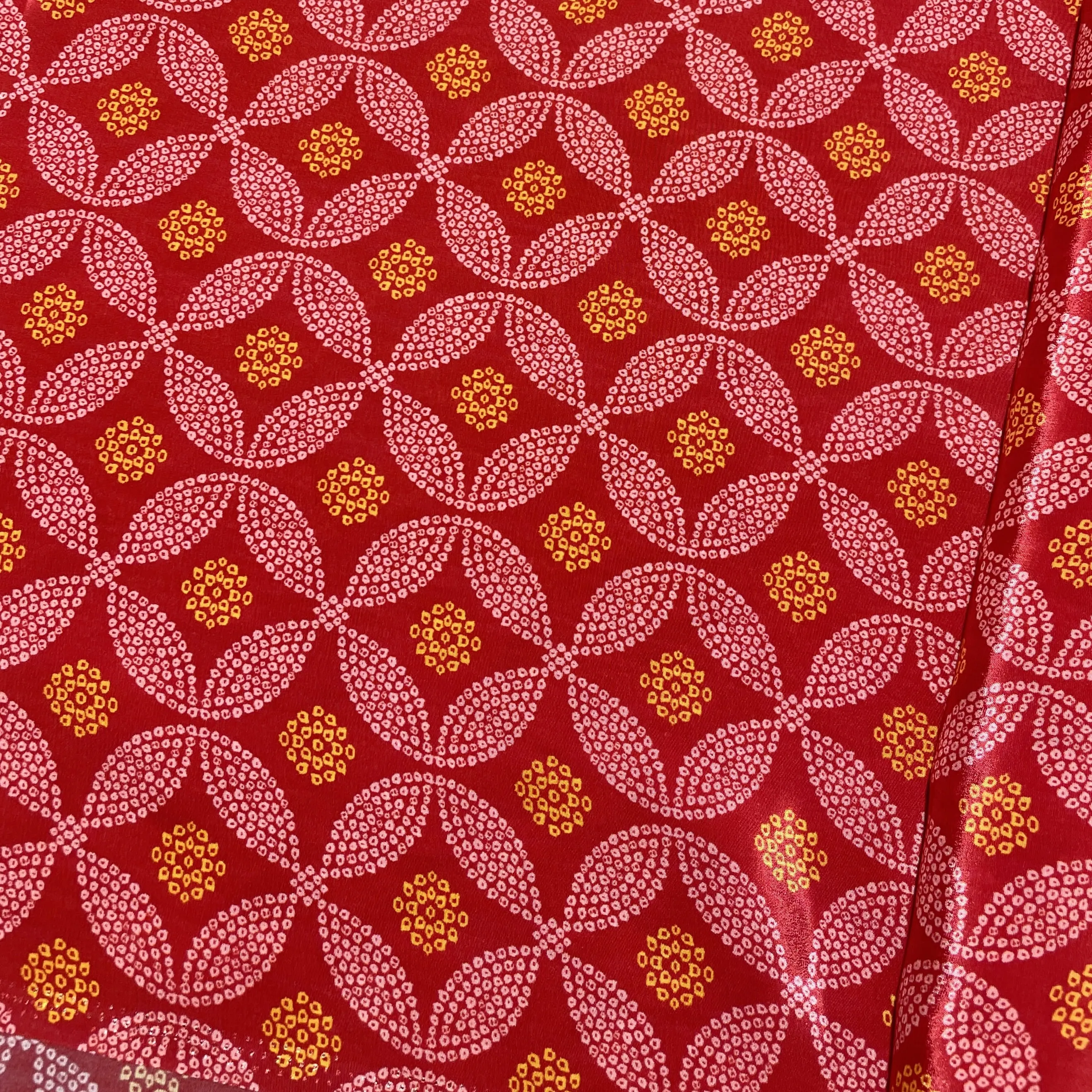 Red Bandhani Print Crepe Fabric 18160