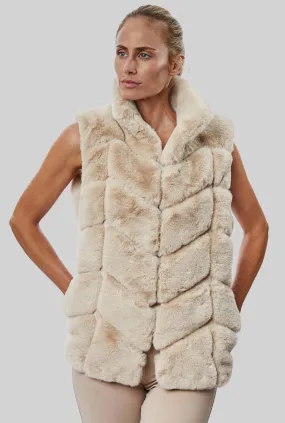 Ribbed Faux Fur Gilet Cream