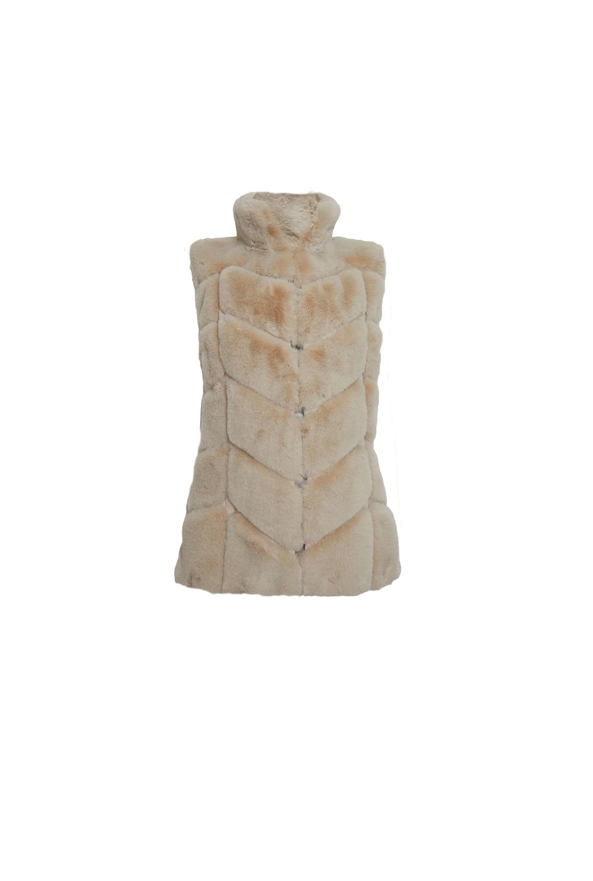 Ribbed Faux Fur Gilet Cream