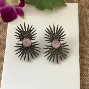 Salvanity German Silver Fireworks Earrings - Pure Pink