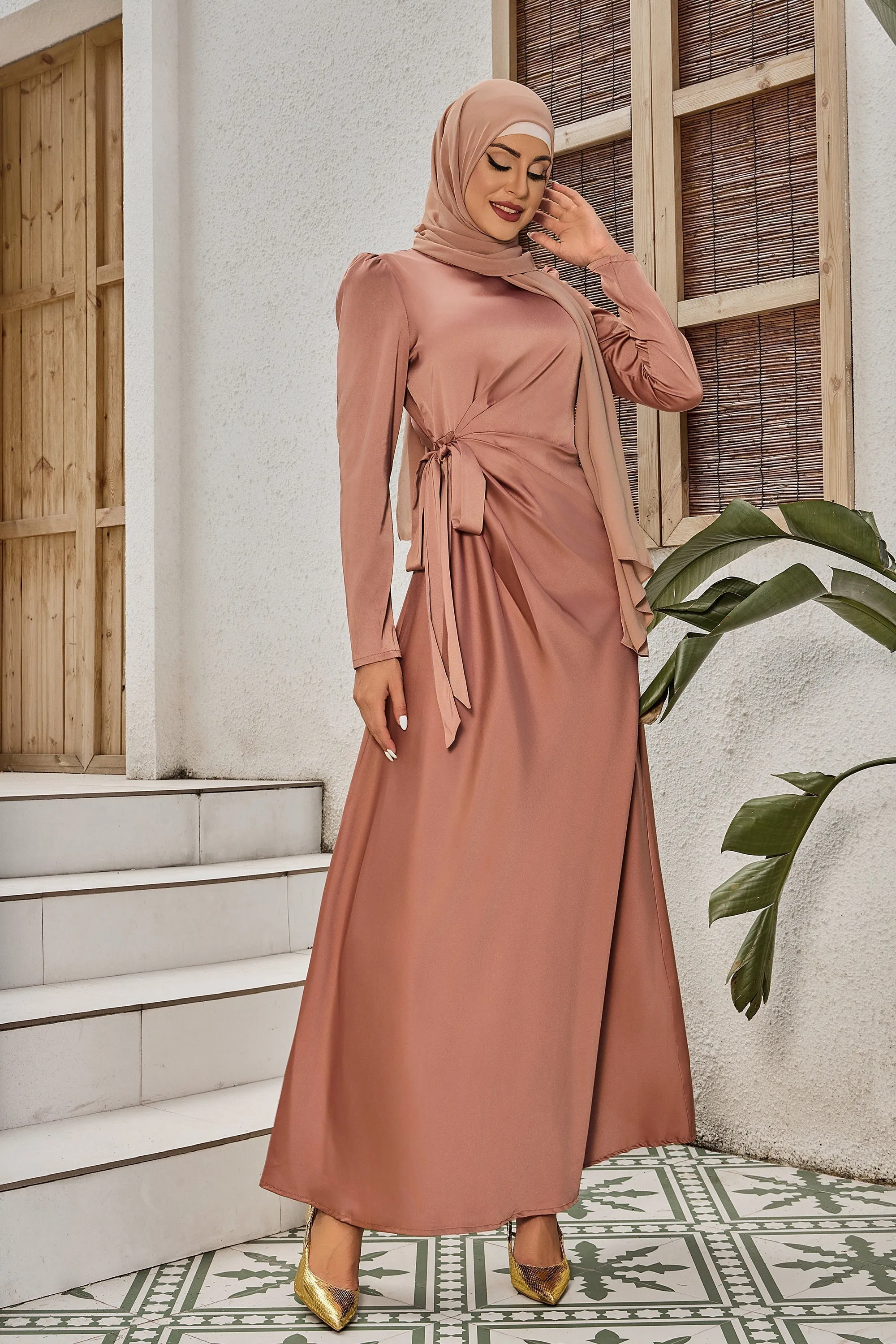 Satin Faux Wrap Side Tie Maxi Dress (More Colors Available)-CLEARANCE