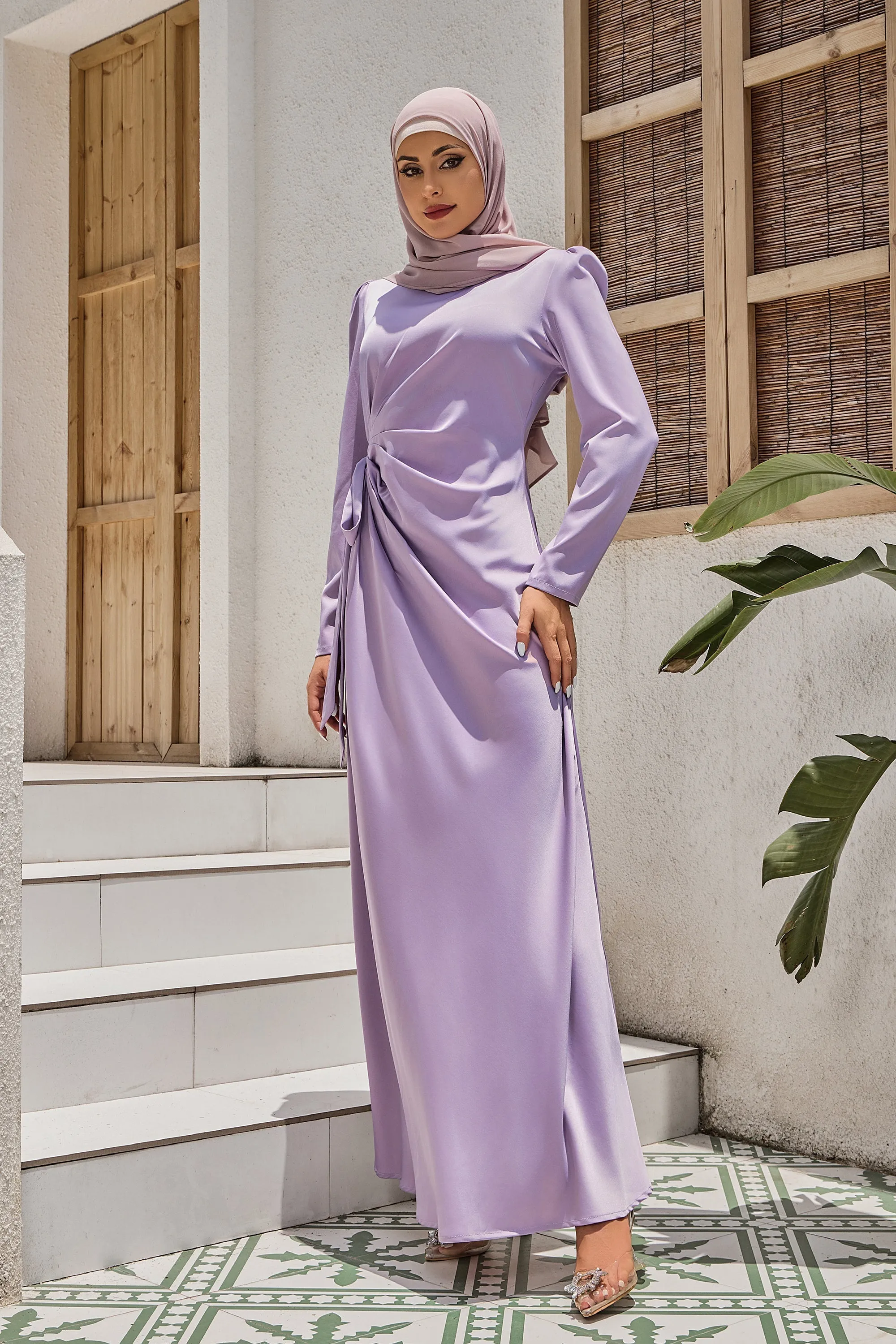 Satin Faux Wrap Side Tie Maxi Dress (More Colors Available)-CLEARANCE