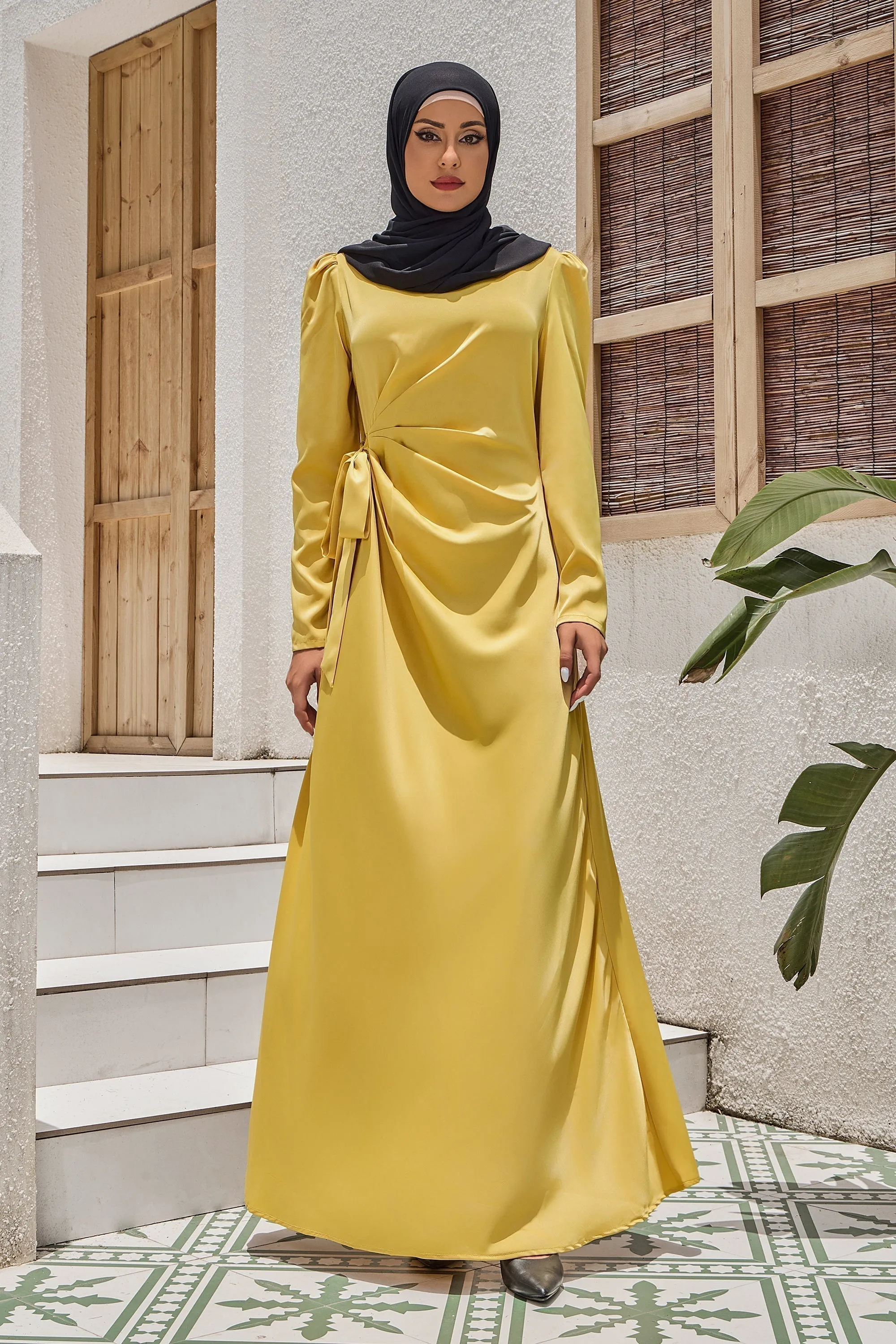 Satin Faux Wrap Side Tie Maxi Dress (More Colors Available)-CLEARANCE