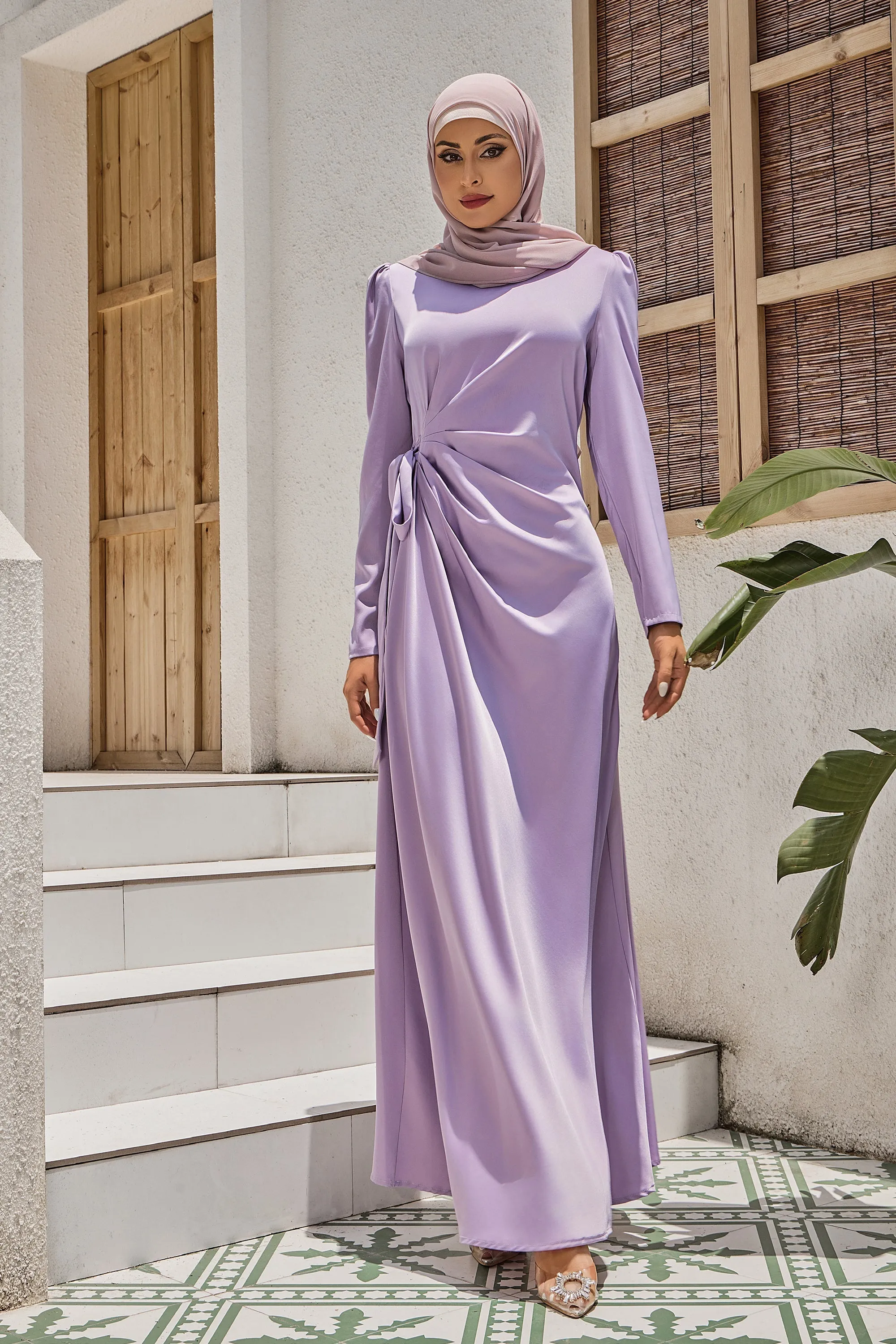 Satin Faux Wrap Side Tie Maxi Dress (More Colors Available)-CLEARANCE