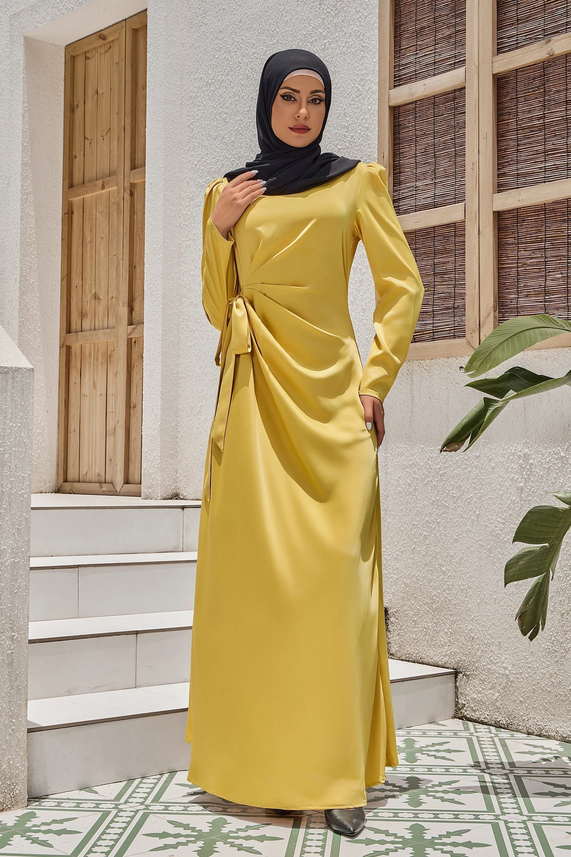 Satin Faux Wrap Side Tie Maxi Dress (More Colors Available)-CLEARANCE