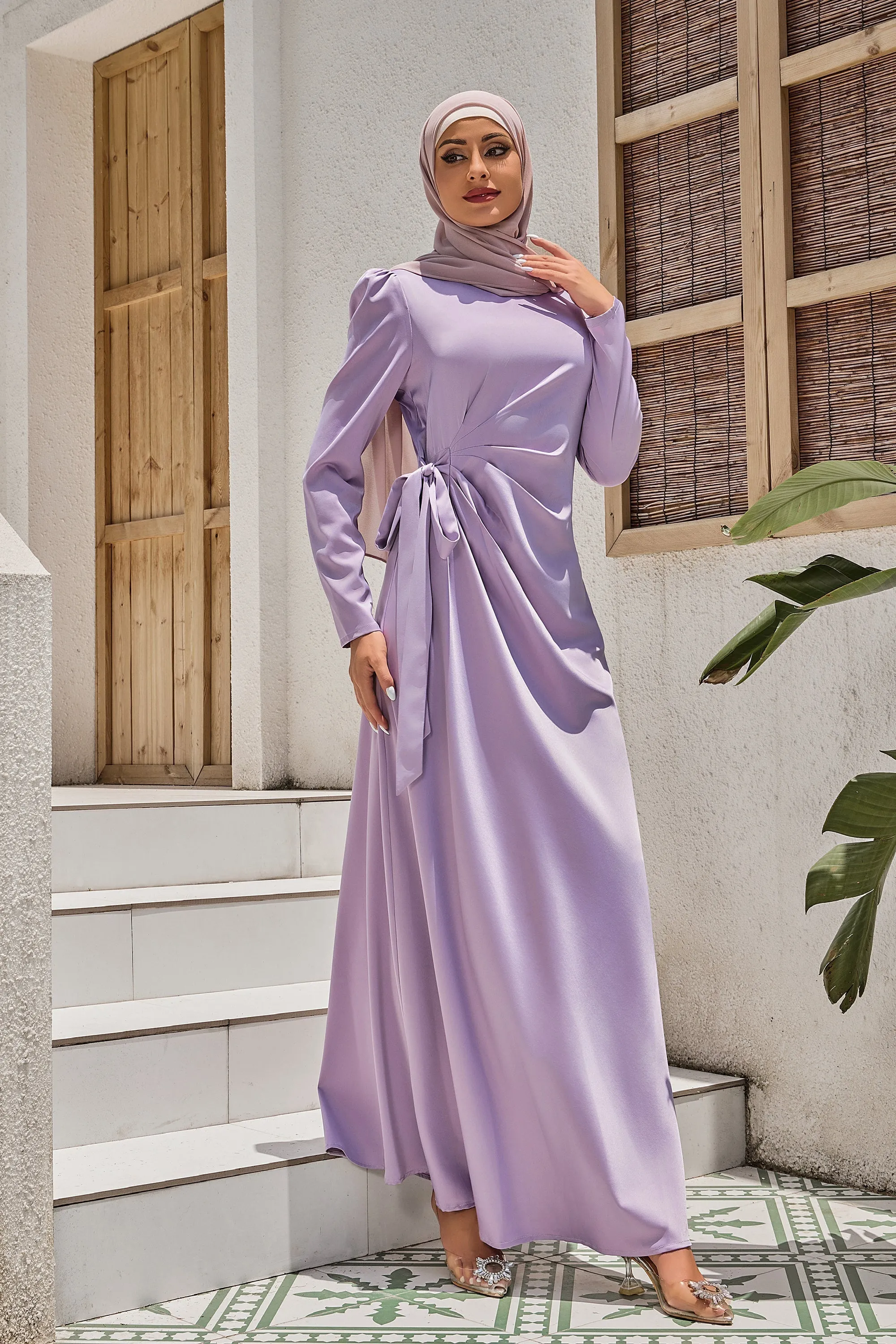 Satin Faux Wrap Side Tie Maxi Dress (More Colors Available)-CLEARANCE